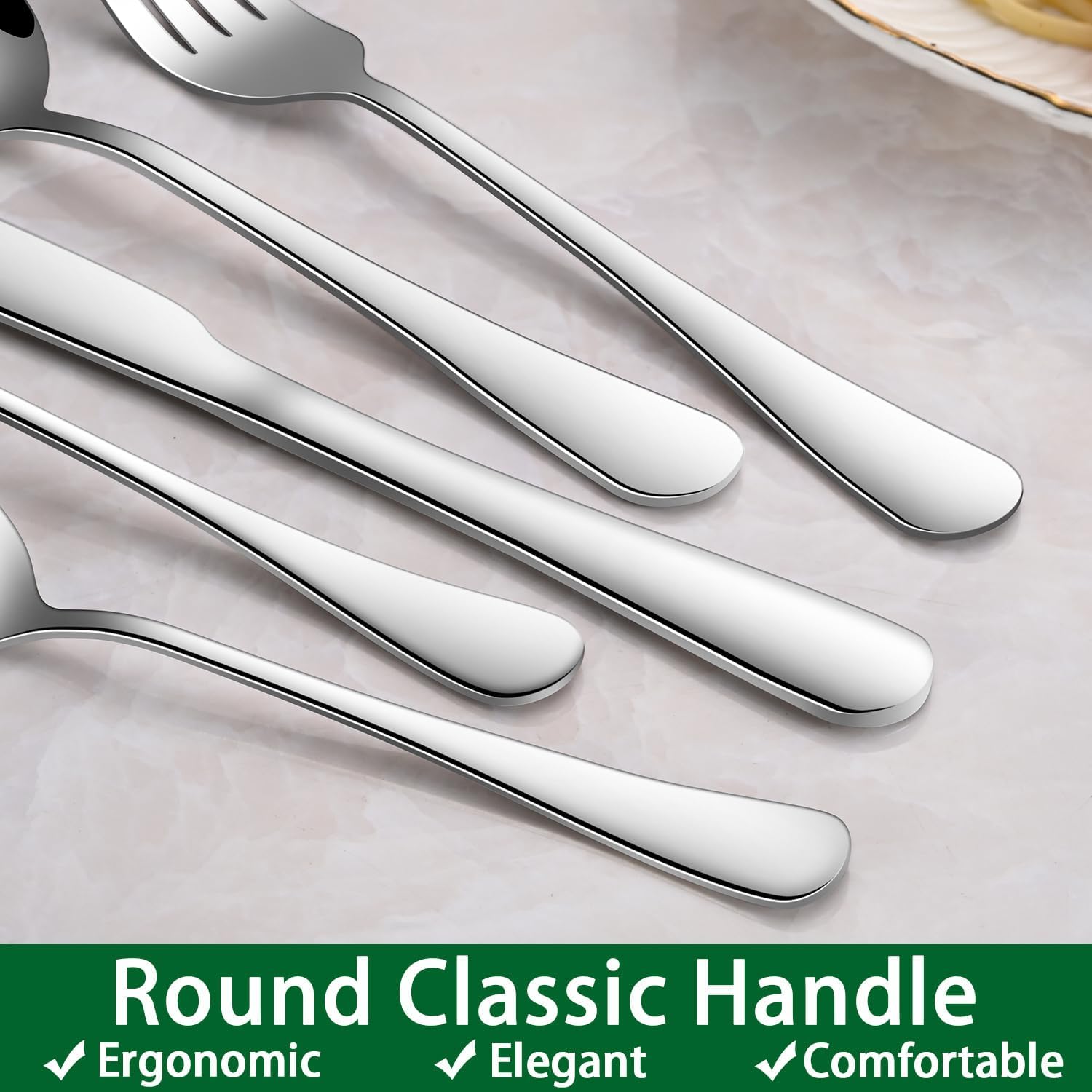 Detalle 2 de Dehov T1010 24-Piece Stainless Steel Flatware Set with Steak Knives