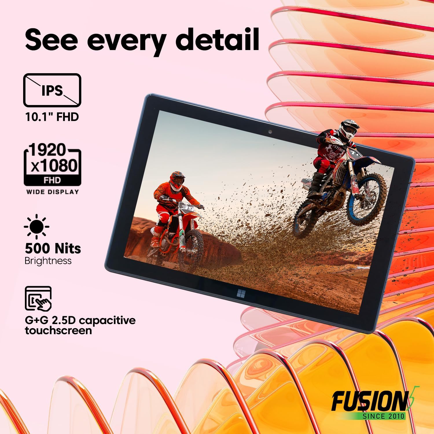 Detalle de Fusion5 FWIN232 PRO N5 10.1” Windows 11 Pro Tablet PC with Intel 13th Gen, 12GB RAM, 512GB SSD, USB-C & HDMI