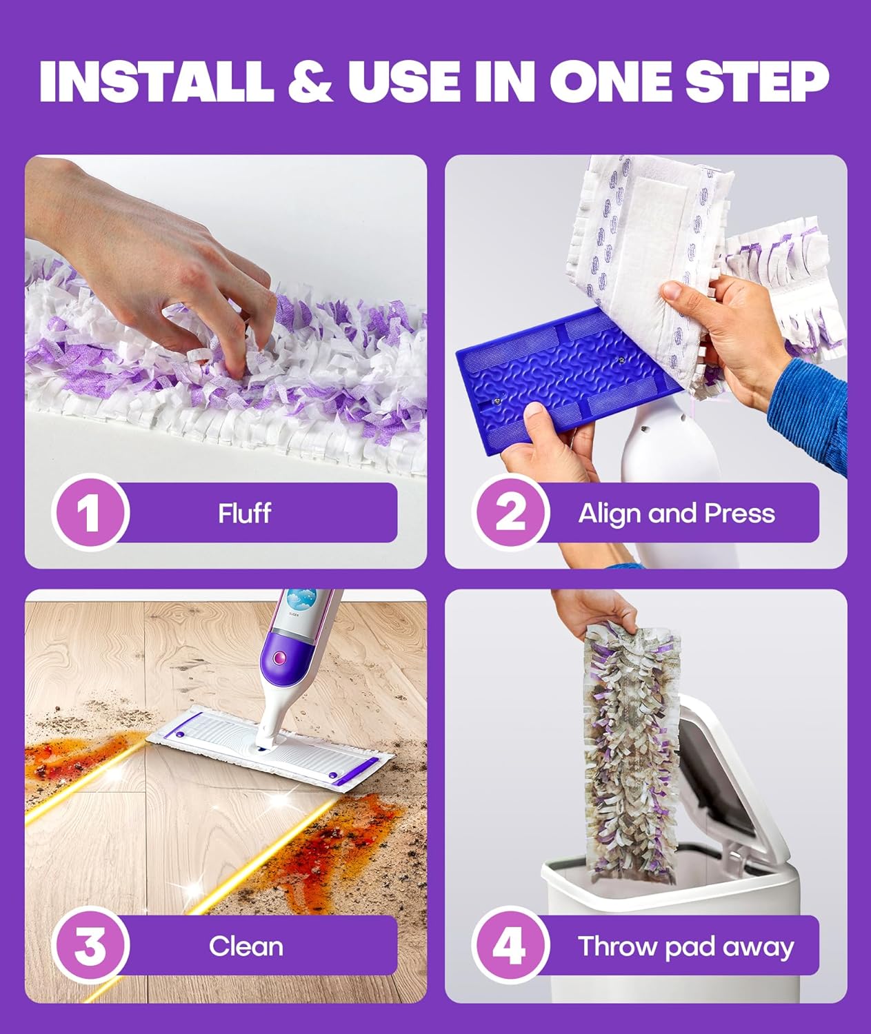 Detalle de 5X Cleaning Power Mop Refills for Swiffer Power Mop – 30 Count Disposable Pads for Multi-Surface Cleaning