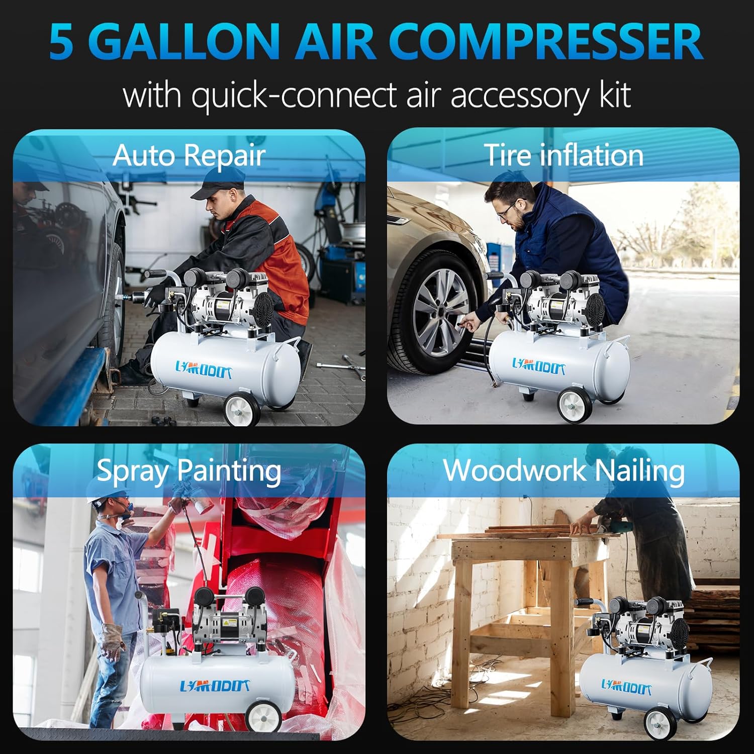 Thumbnail 5 de Quiet Air Compressor 68dB 5 Gallon Oil-Free
