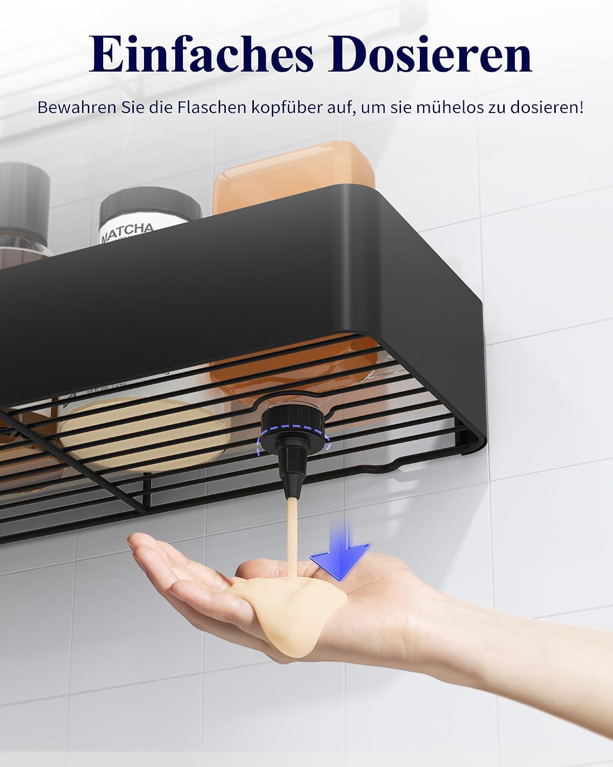 Detalle de Kitsure Duschablage ohne Bohren – 2 Stück rostfrei, große Kapazität, schnell trocknend