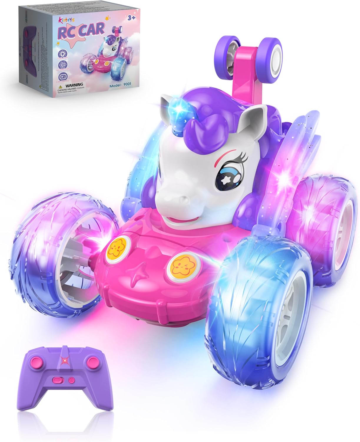 Detalle de Kiztoys 9001 RC-eenhoornauto met ledverlichting en automatische modus