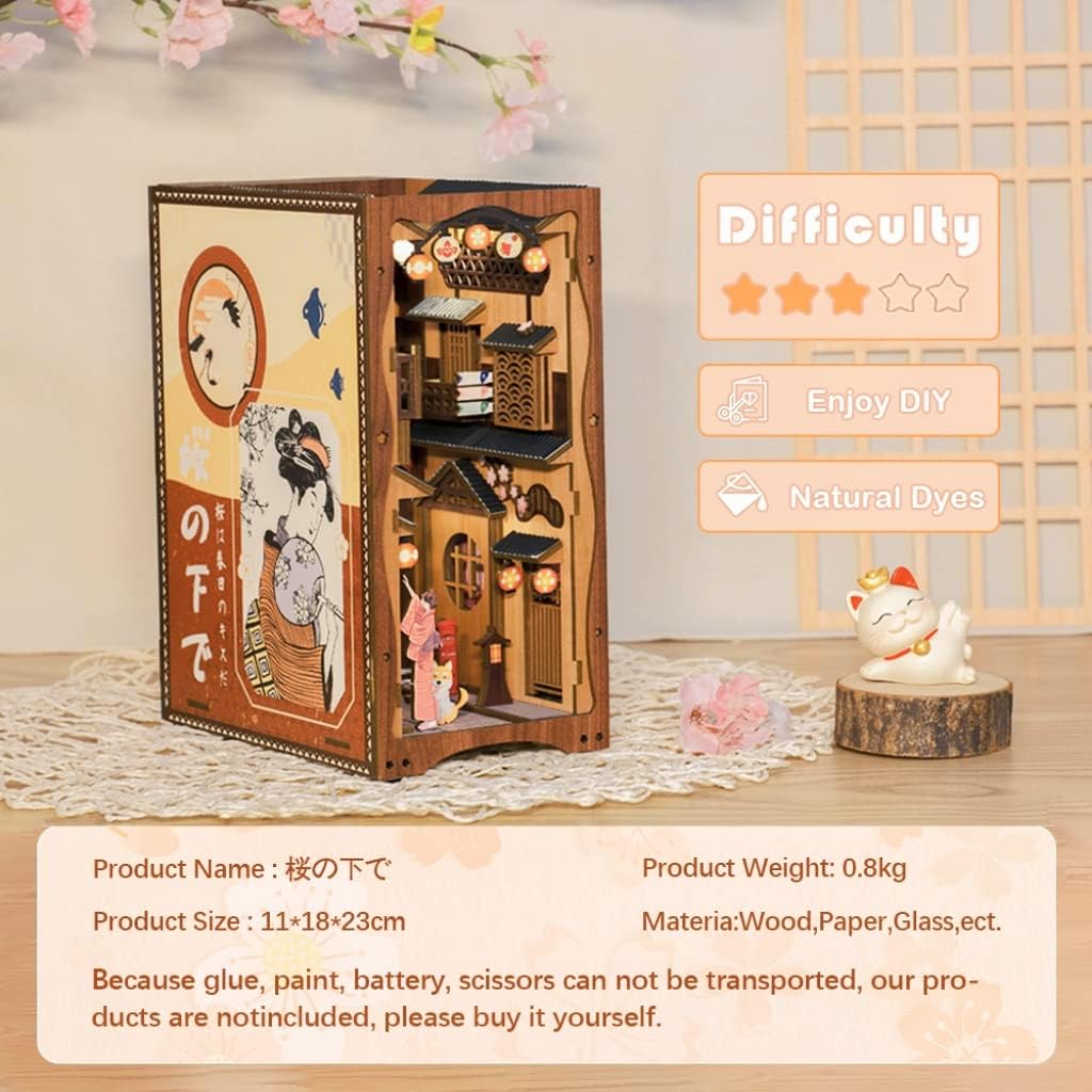 Detalle de CUTEBEE Book Nook Kit Under the Sakura Tree