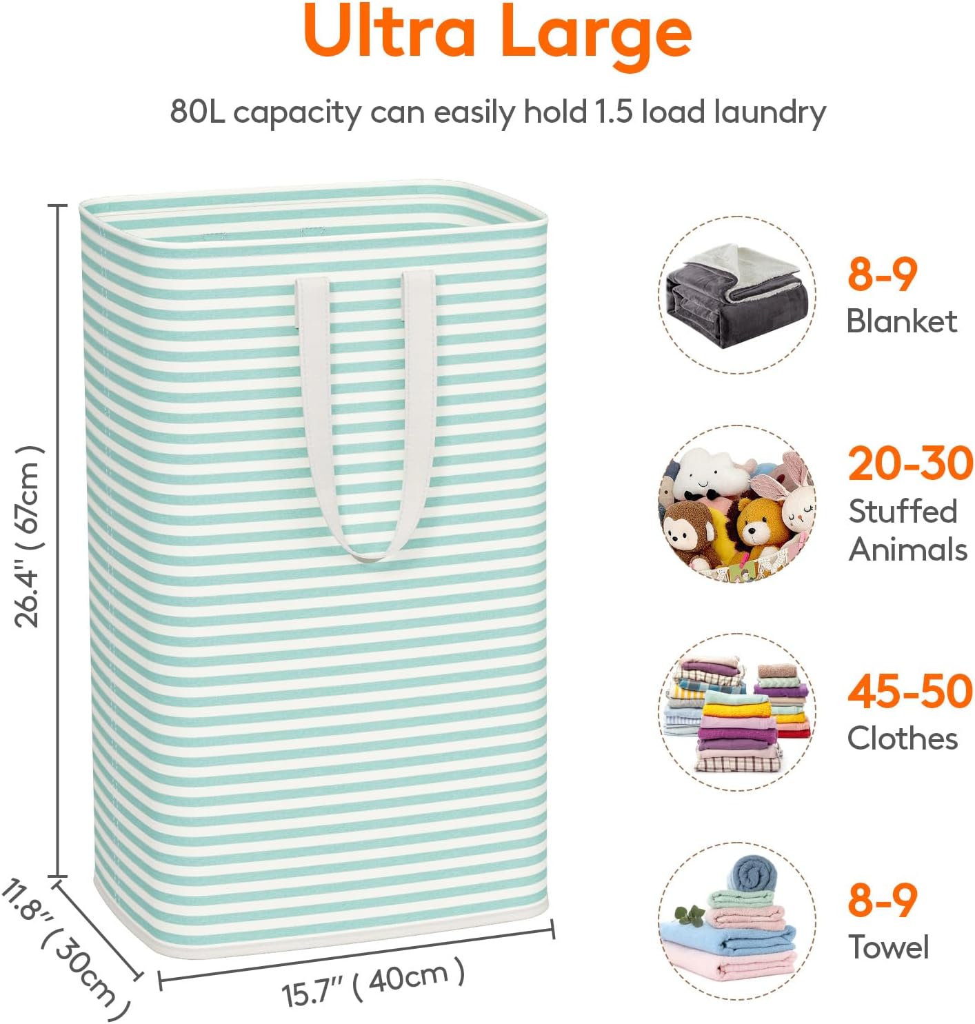Detalle de Lifewit LF230066 80L Laundry Hamper, Collapsible Polyester with PE Lining