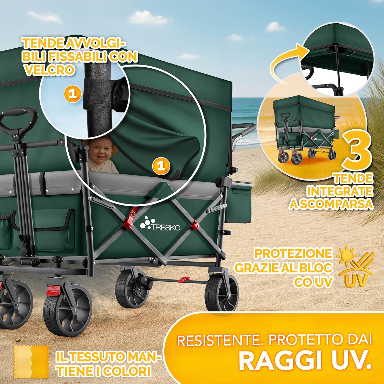 Thumbnail 3 de TRESKO Carrello pieghevole con tetto 150 kg