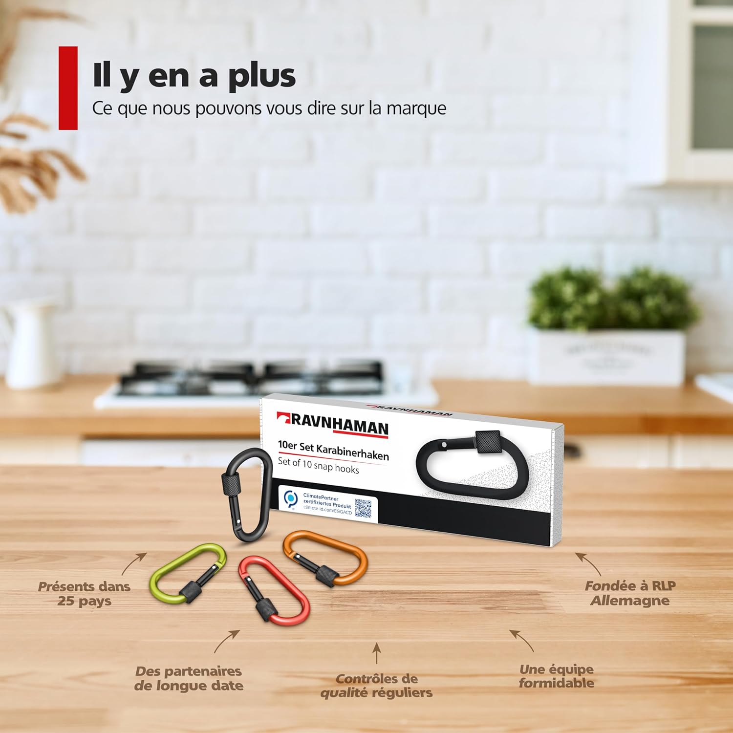 Thumbnail 6 de RAVN HAMAN – 10 mousquetons de sécurité à vis, aluminium, 8 mm, intérieur/extérieur (jusqu'à 30 kg chacun)