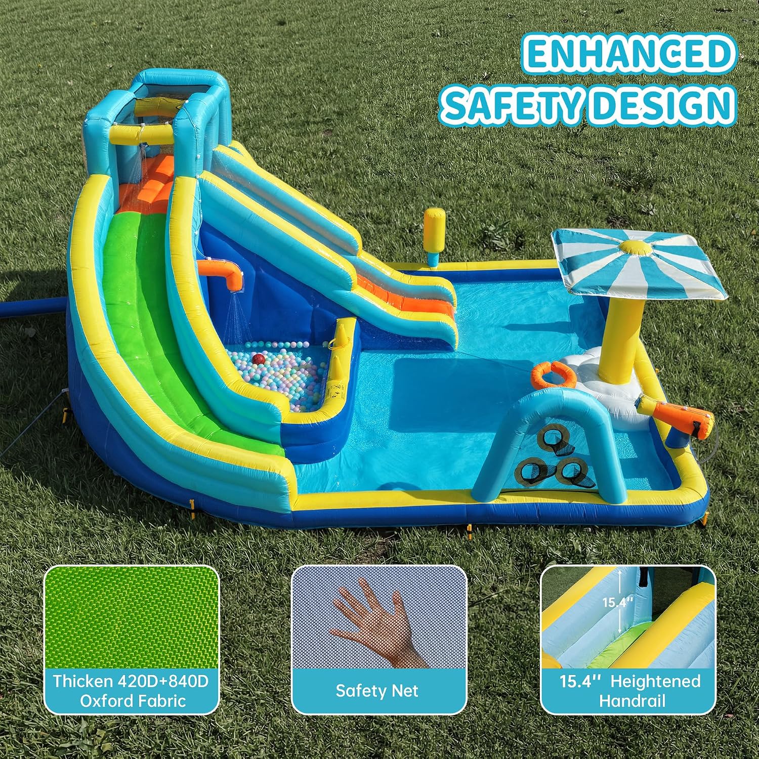 Detalle de Inflatable Water Park for Kids 16.4 ft × 14.1 ft