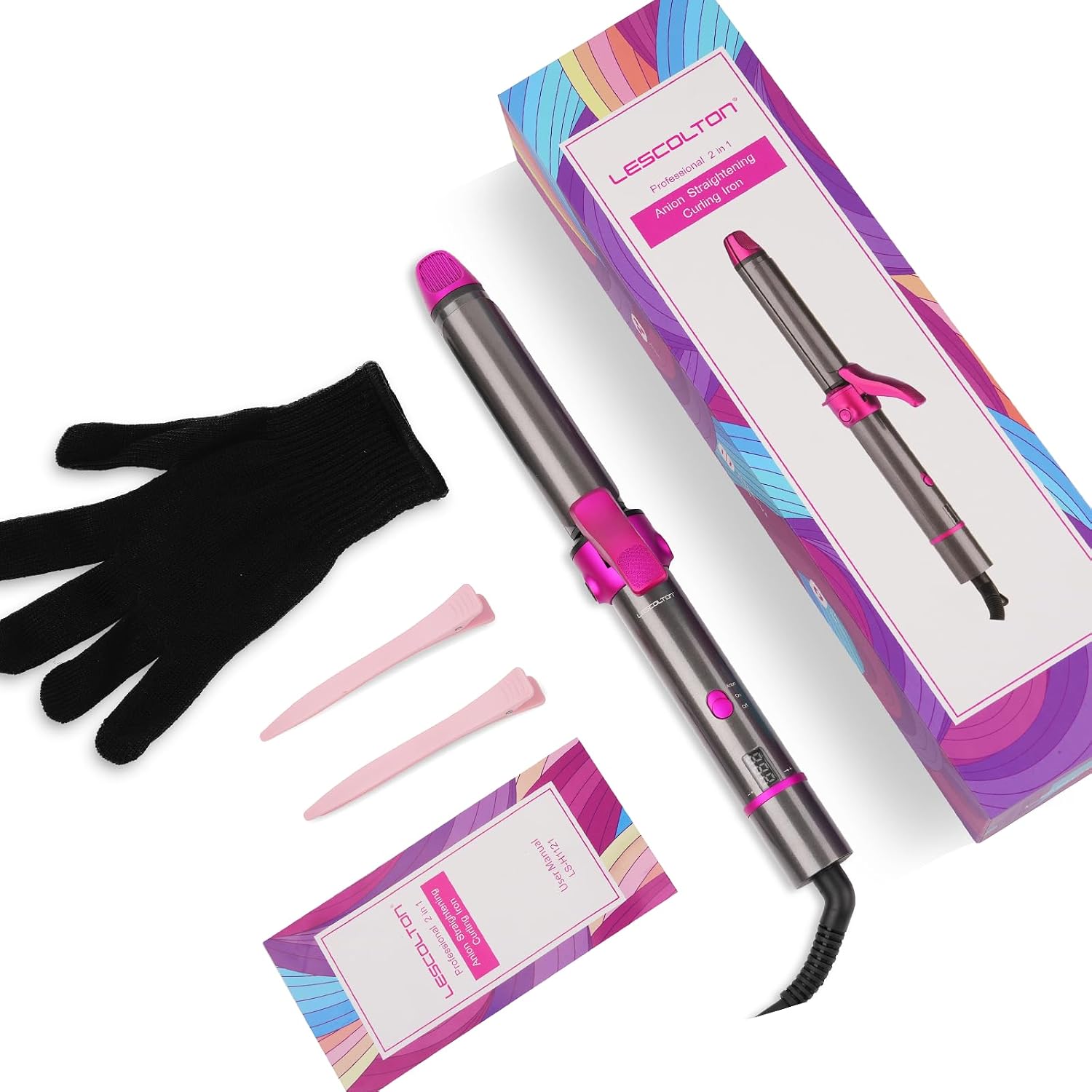 Thumbnail 6 de Piastra per Capelli e Arricciacapelli 2 in 1 con rivestimento nano-titanio e display LCD
