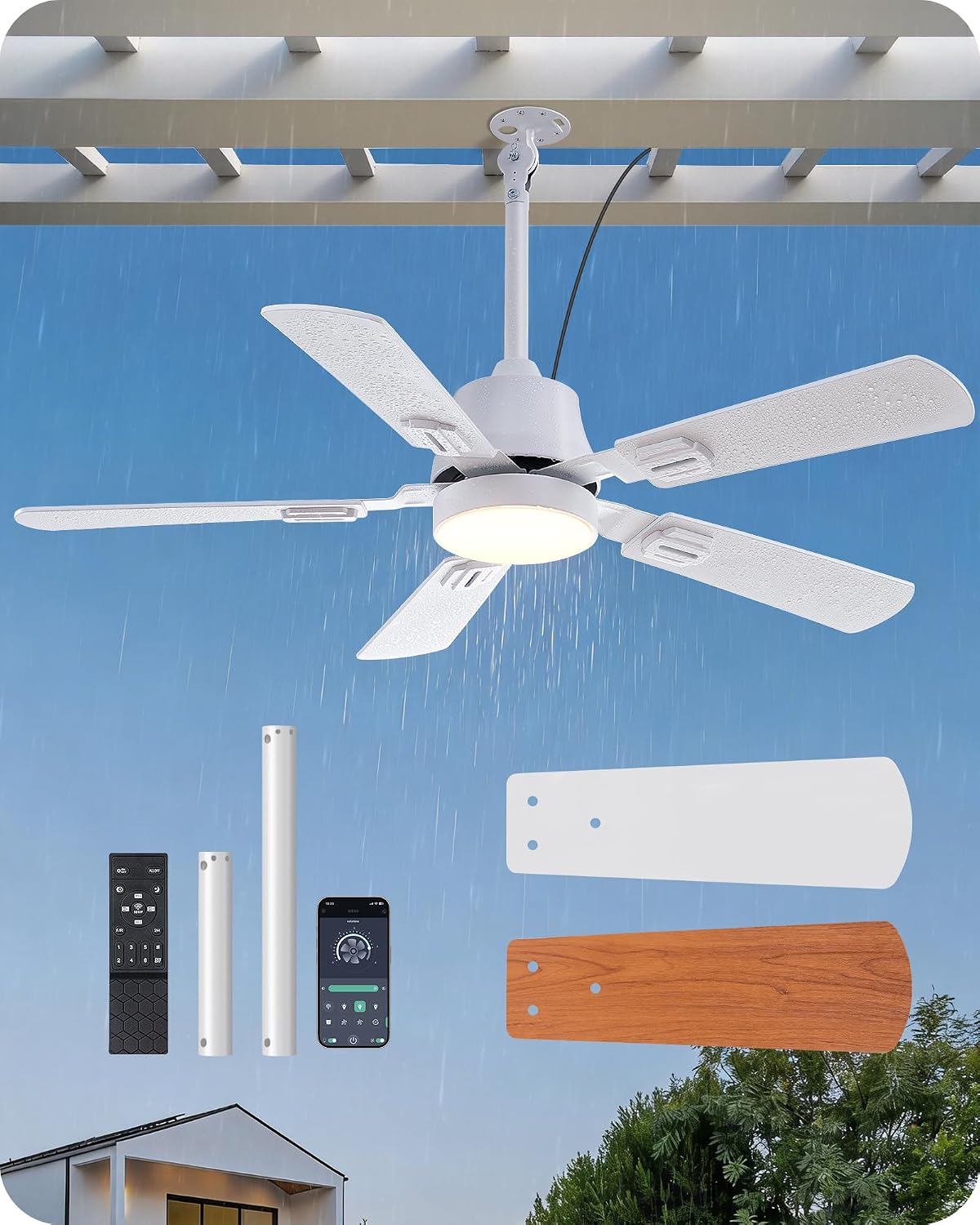 EDISHINE Outdoor Ceiling Fan 42-inch