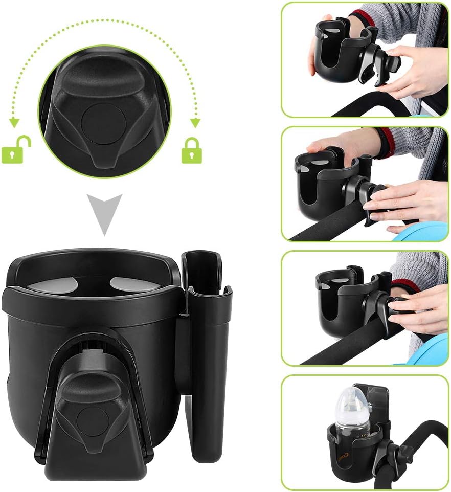 Thumbnail 4 de Accmor 2-in-1-Flaschen- und Handyhalter für Rollstuhl, Fahrrad & Kinderwagen – Schwarz