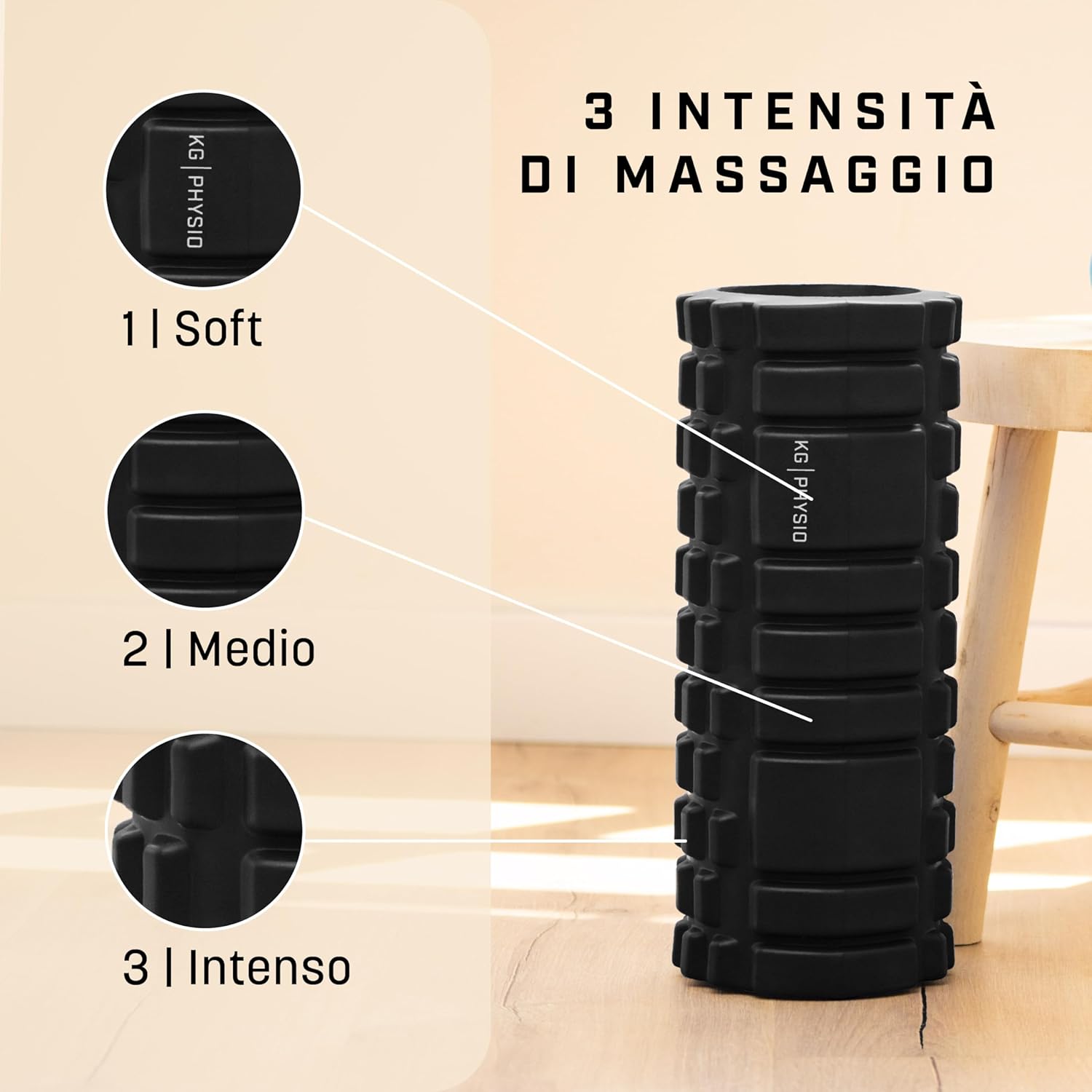 Thumbnail 3 de KG Physio Foam Roller rullo massaggio muscolare per gambe, schiena e braccia (33x12 cm)