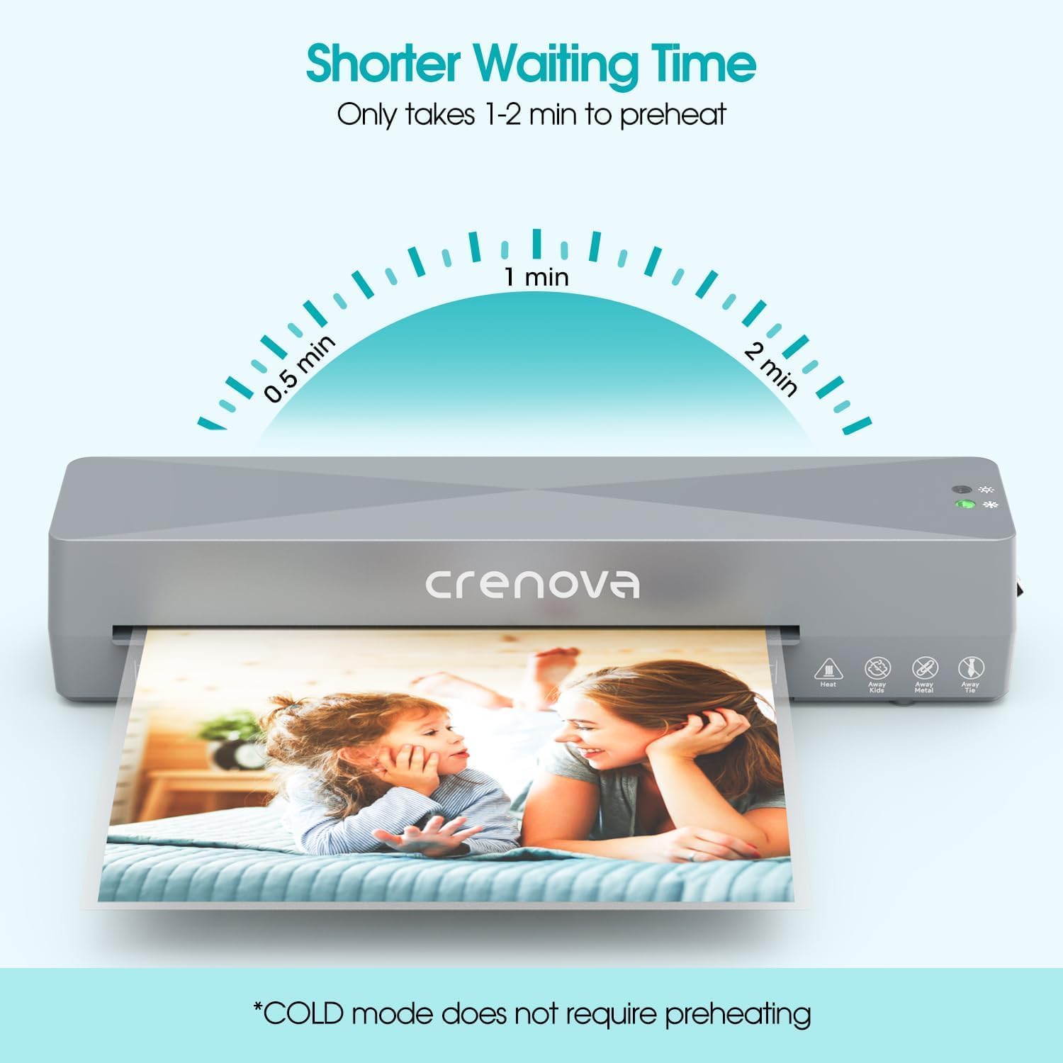 Detalle 2 de Crenova A4 Laminator Machine: Hot & Cold Laminator with Fast Warm-Up and ABS Anti-Jam