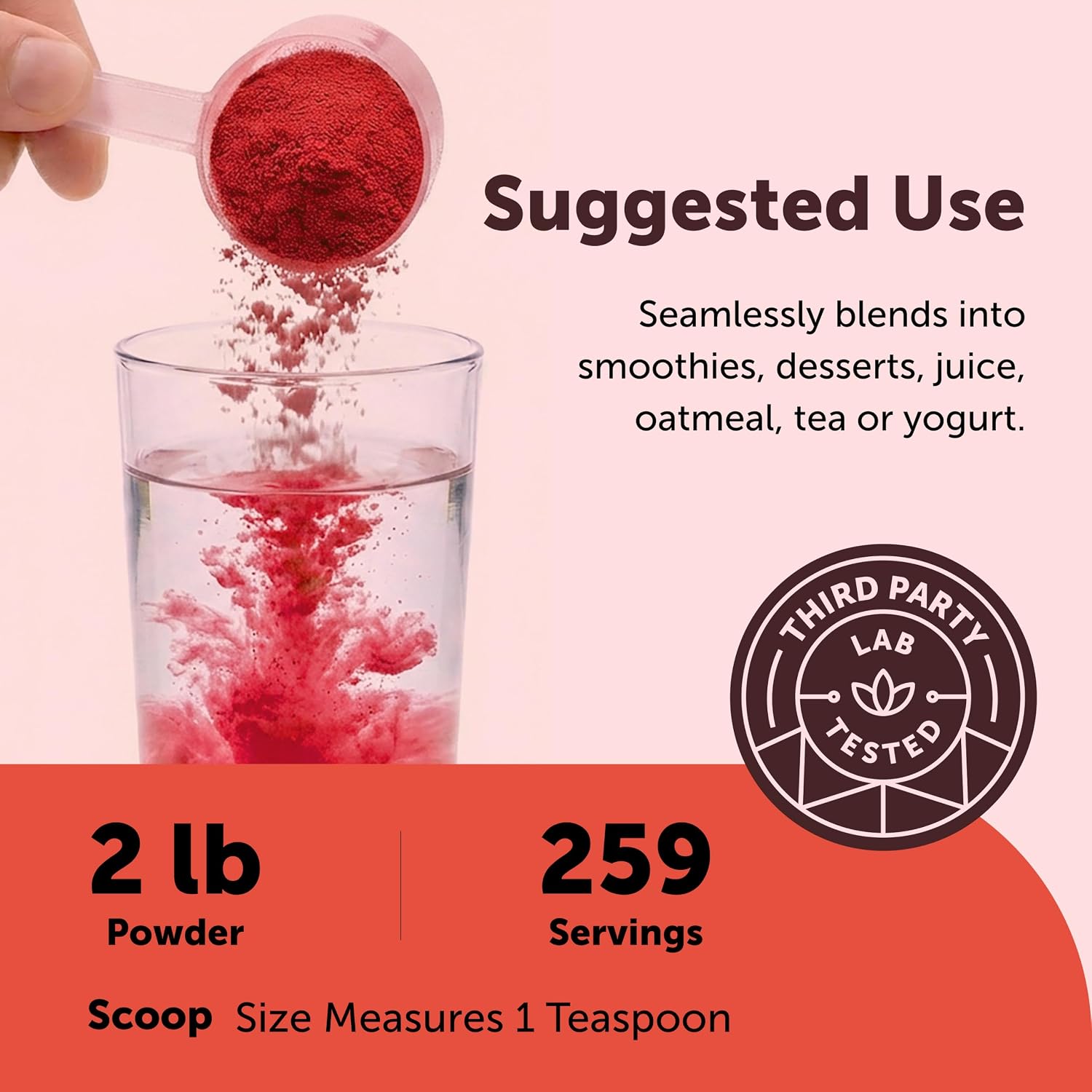 Detalle de Micro Ingredients Organic Beet Root Powder, 2 lb: Water-Soluble Beetroot for Smoothies