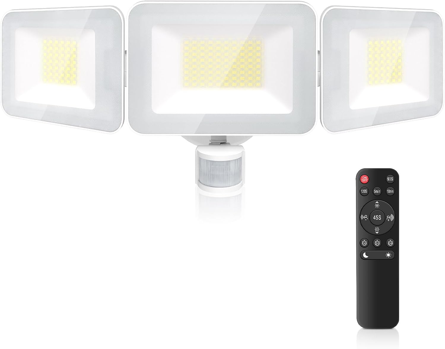 Detalle de MEIKEE TSFA0100-US LED Security Floodlight, 9600 lm, Motion Sensor, 3 Heads