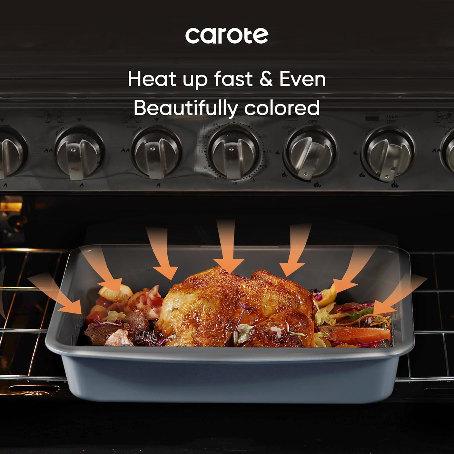 Thumbnail 4 de CAROTE 7-Piece Nonstick Stackable Baking Pans Set (Gray & Blue) for Cookies, Muffins, Bread, Cake & More