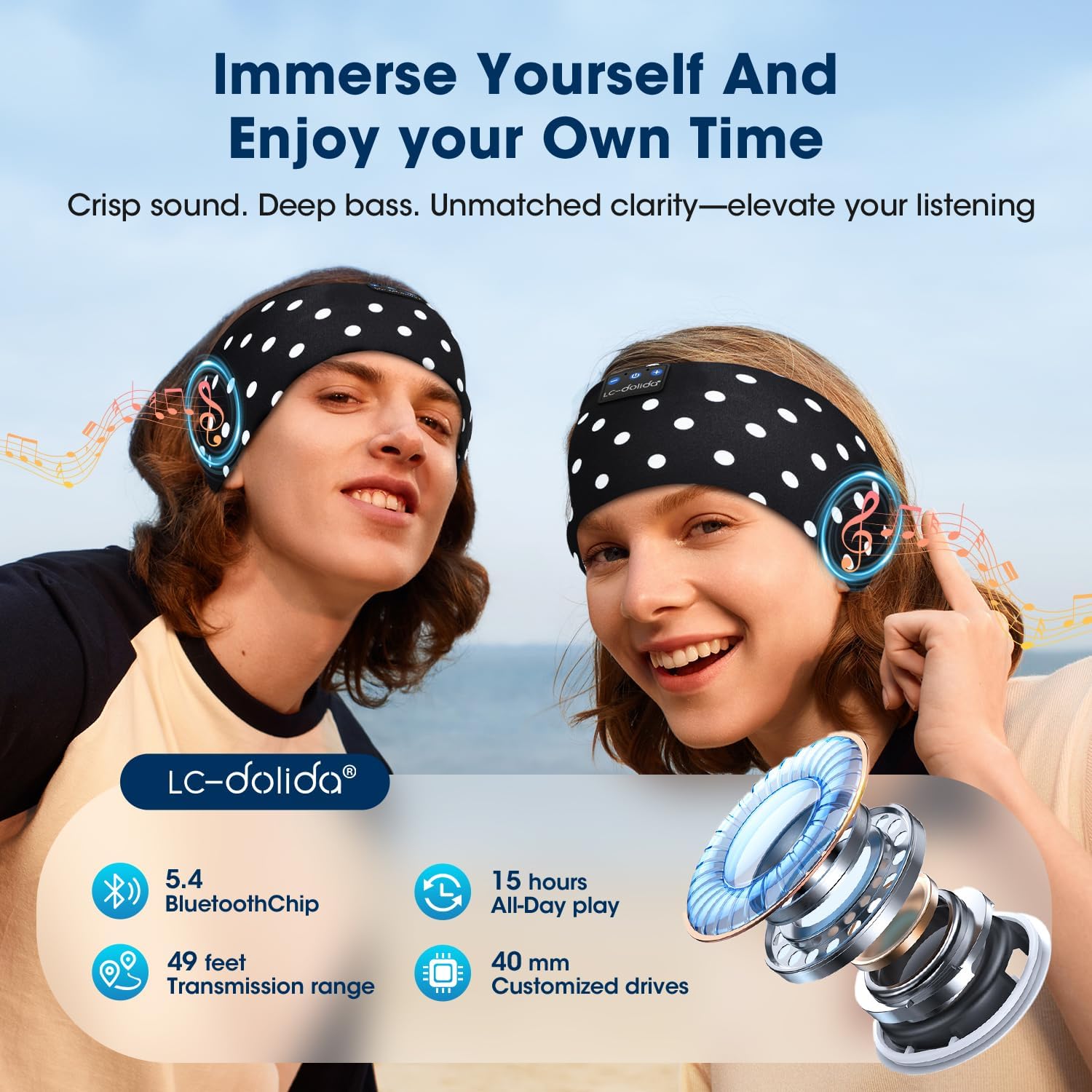 Thumbnail 3 de LC-dolida Schlafkopfhörer Bluetooth Stirnband – Schlafkopfhörer für Sport & Alltag, 15+ Std Laufzeit