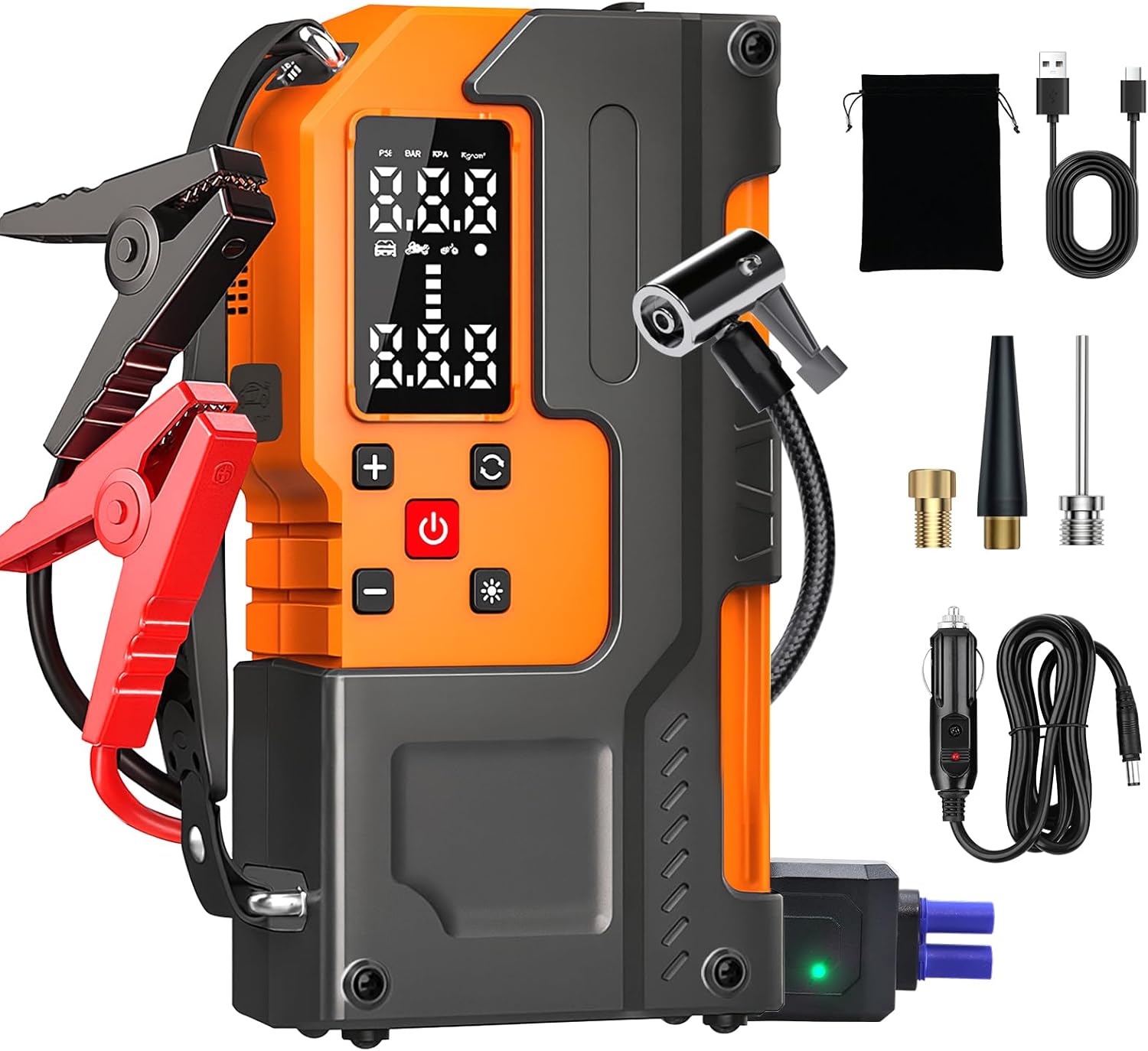 Detalle de 5000A Jump Starter Power Pack with 150 PSI Tyre Inflator – 10000mAh Car Battery Booster