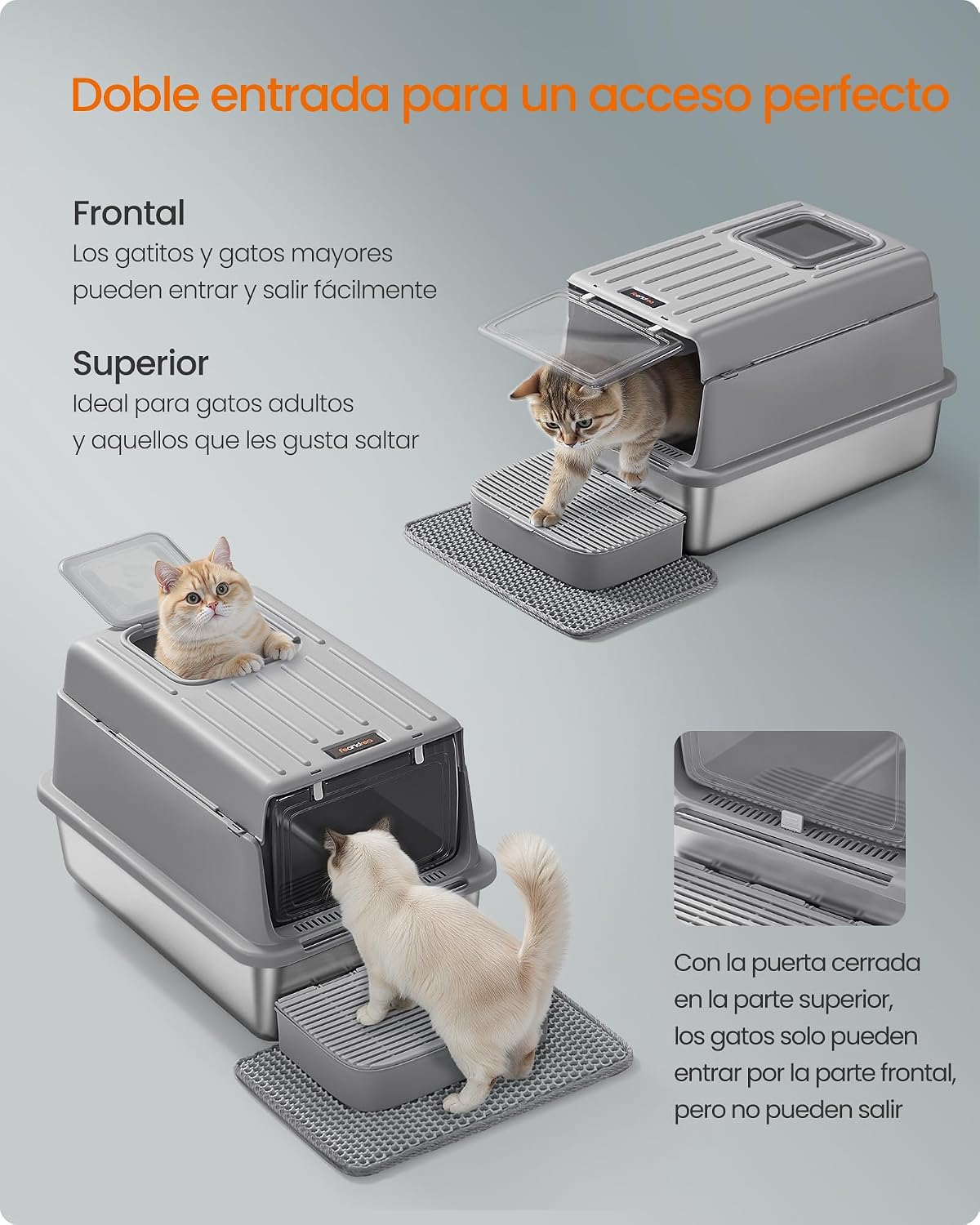 Thumbnail 4 de Feandrea PPT007GN01 Arenero para Gatos 60x40x38 cm
