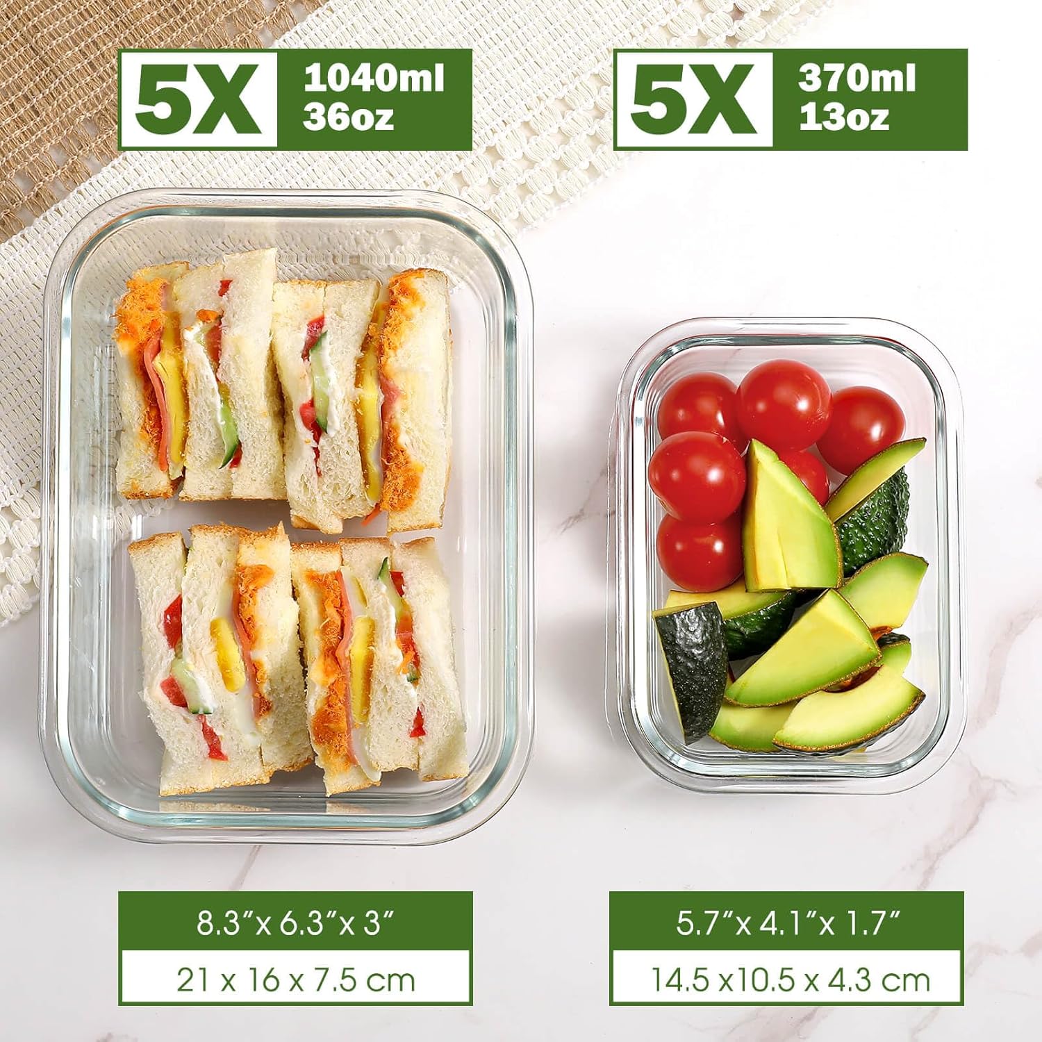 Thumbnail 1 de YASHE Glasbehälter mit Deckel (10-teilig), stapelbar & luftdicht – BPA-freie Meal-Prep-Boxen aus Borosilikatglas