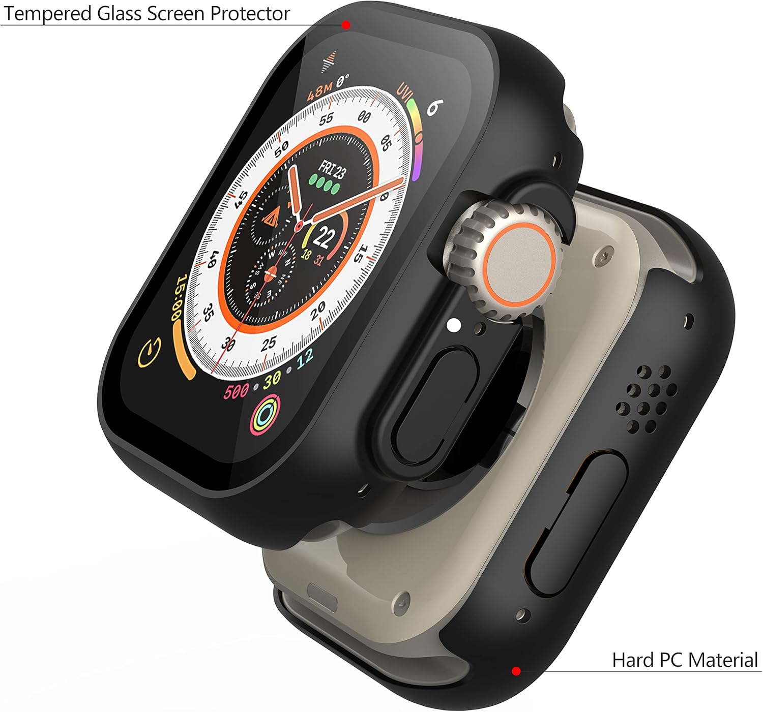 Thumbnail 3 de Misxi 2 Pack Hard PC Case with Built-in Tempered Glass Screen Protector for Apple Watch Ultra 3/Ultra 2/Ultra 49mm