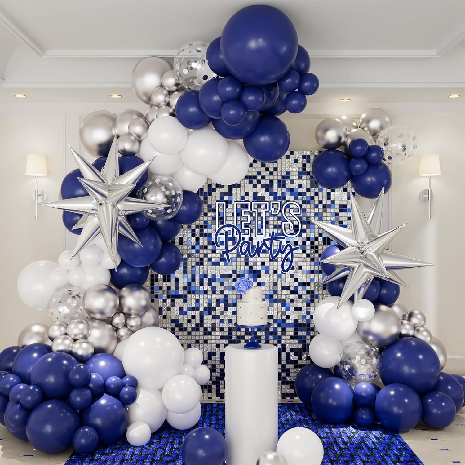 Navy Blue and Silver Balloon Garland Arch Kit – 146pc Party Decor Set