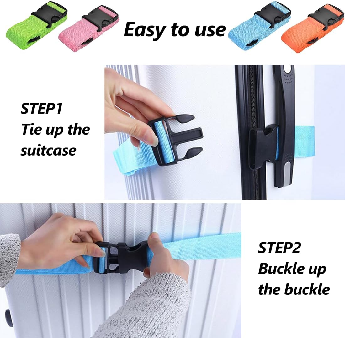Detalle de Luggage Straps - Adjustable, Thickened Packing Belts for Secure Travel (Green, 2–4 Pieces)