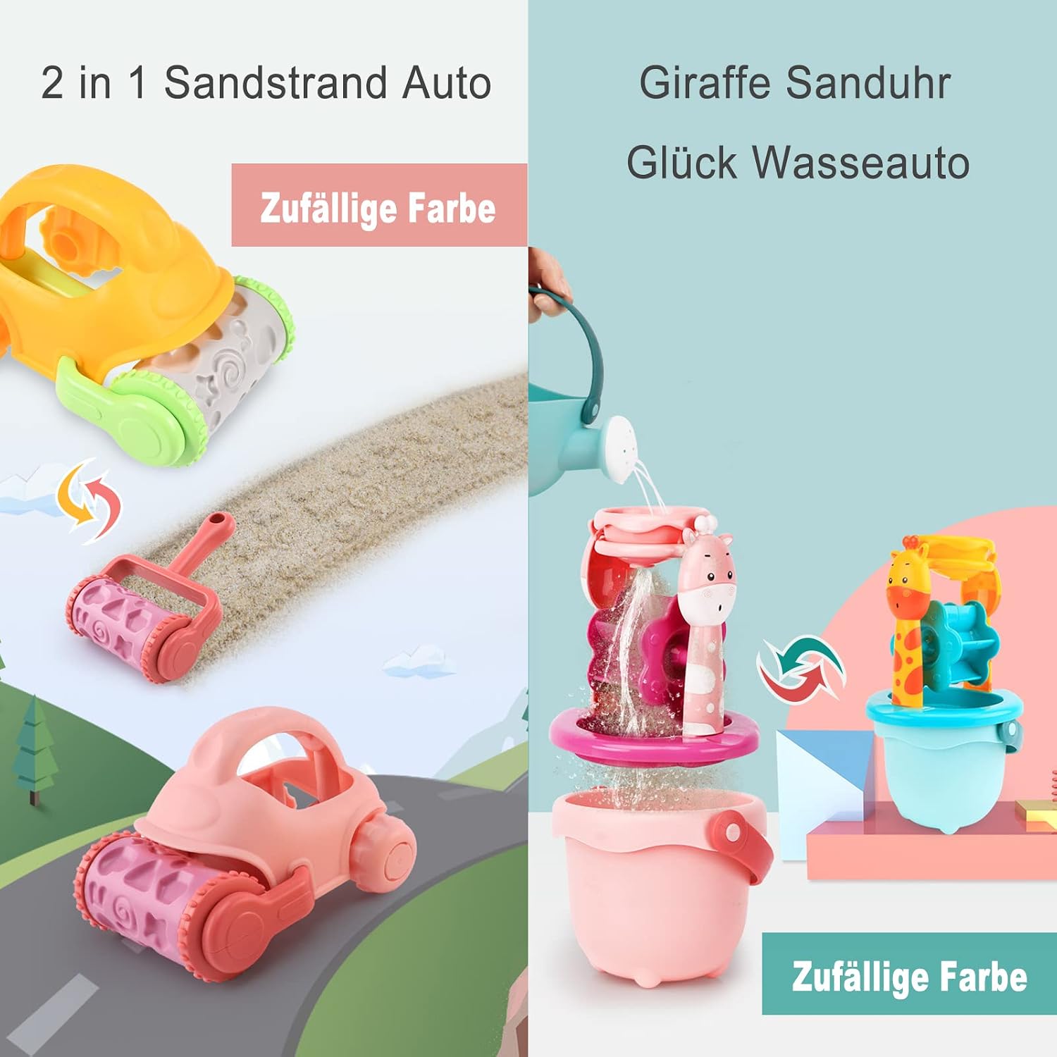 Thumbnail 5 de GOLDGE Sandspielzeug Set – 29tlg. buntes Strandspielzeug mit Eimern, Formen und Netzbeutel