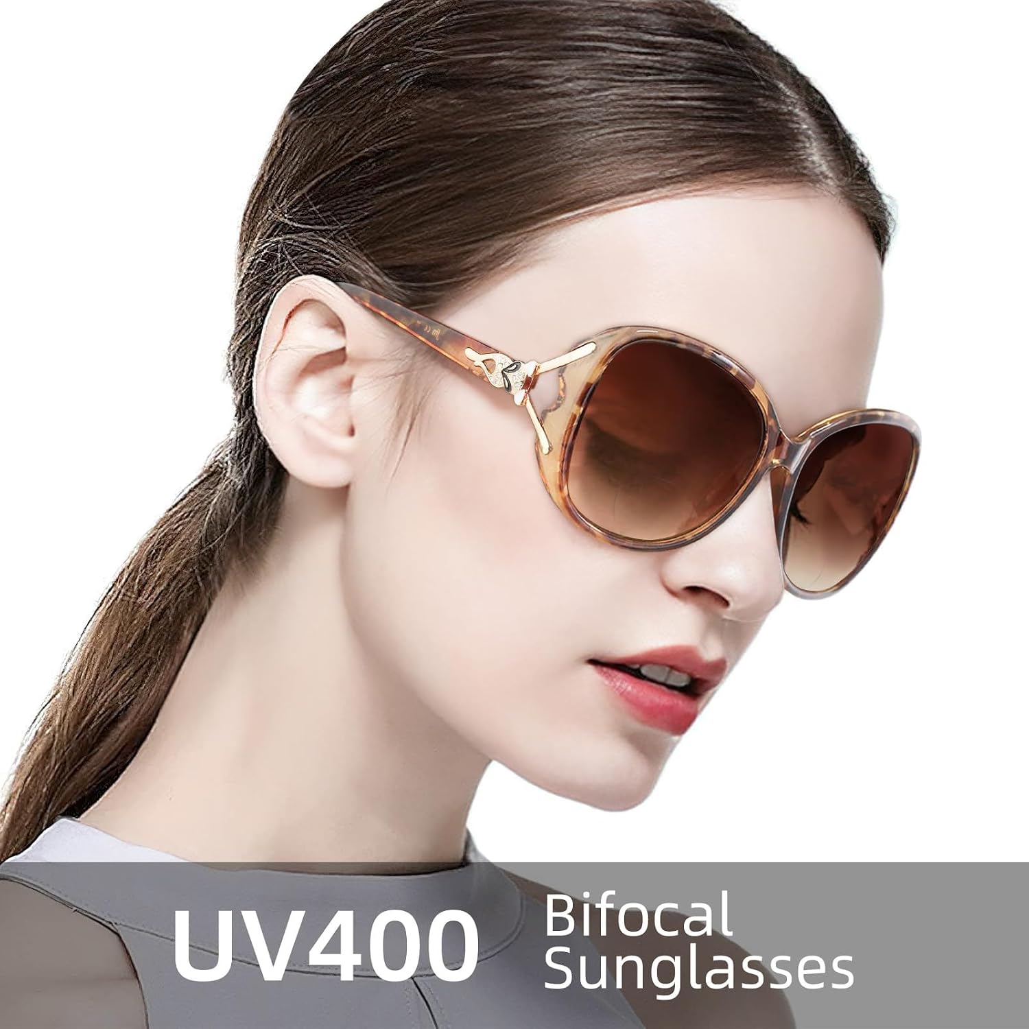 Detalle 2 de JM Classic Bifocal Reading Sunglasses for Women – Vintage Oval Outdoor Readers