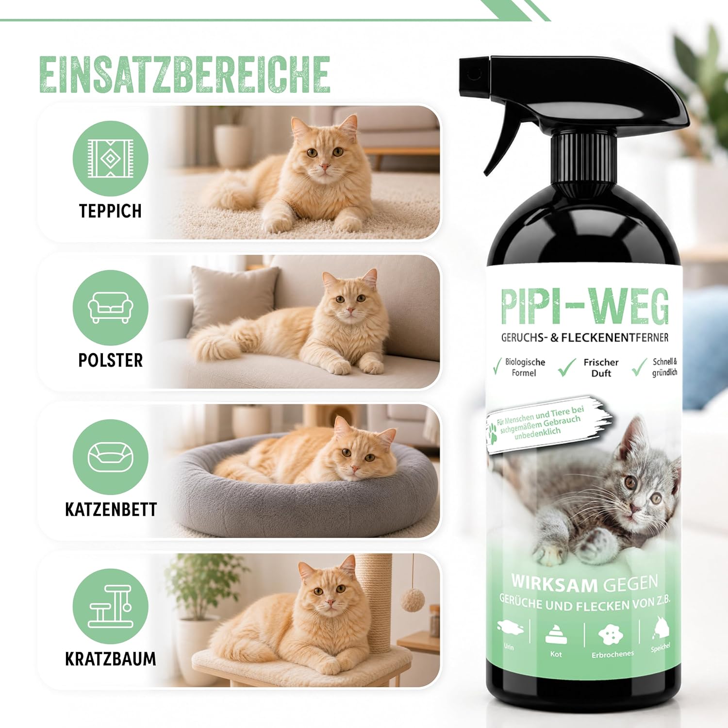 Detalle 1 de Pipi-Weg Enzymreiniger Katzenurin 750 ml