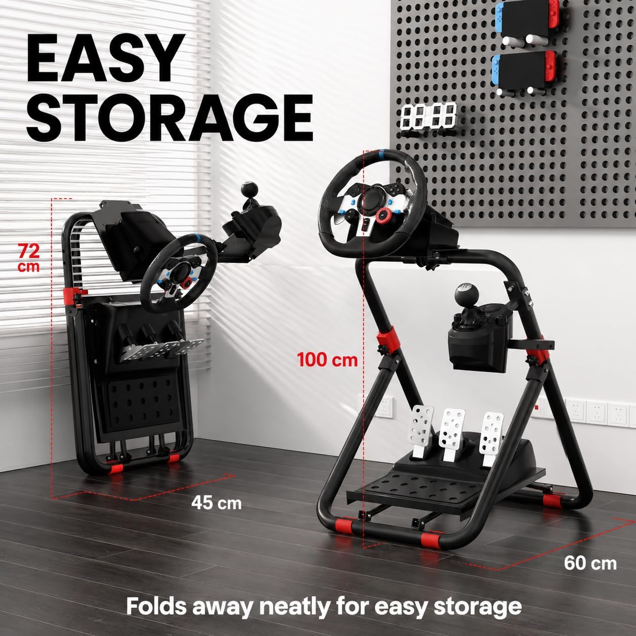 Thumbnail 4 de Steering Wheel Stand for Logitech G29/G920/G923 RS50 — Foldable, Adjustable Racing Wheel Stand with Pedal Support