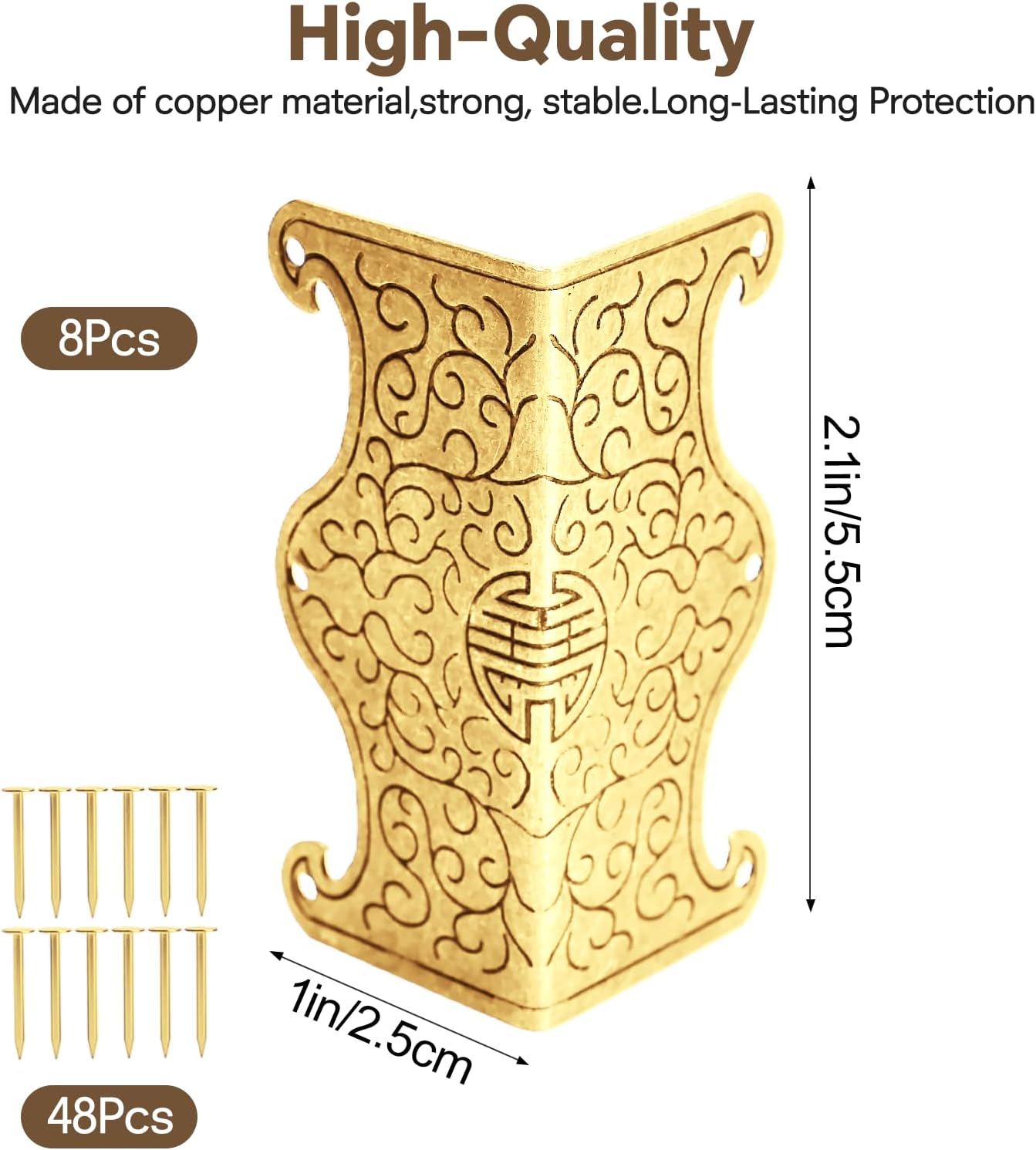Detalle 2 de Bgzdxhxyr 2513040 Metal Corner Protectors, Gold Vintage Style, 8-Piece Set