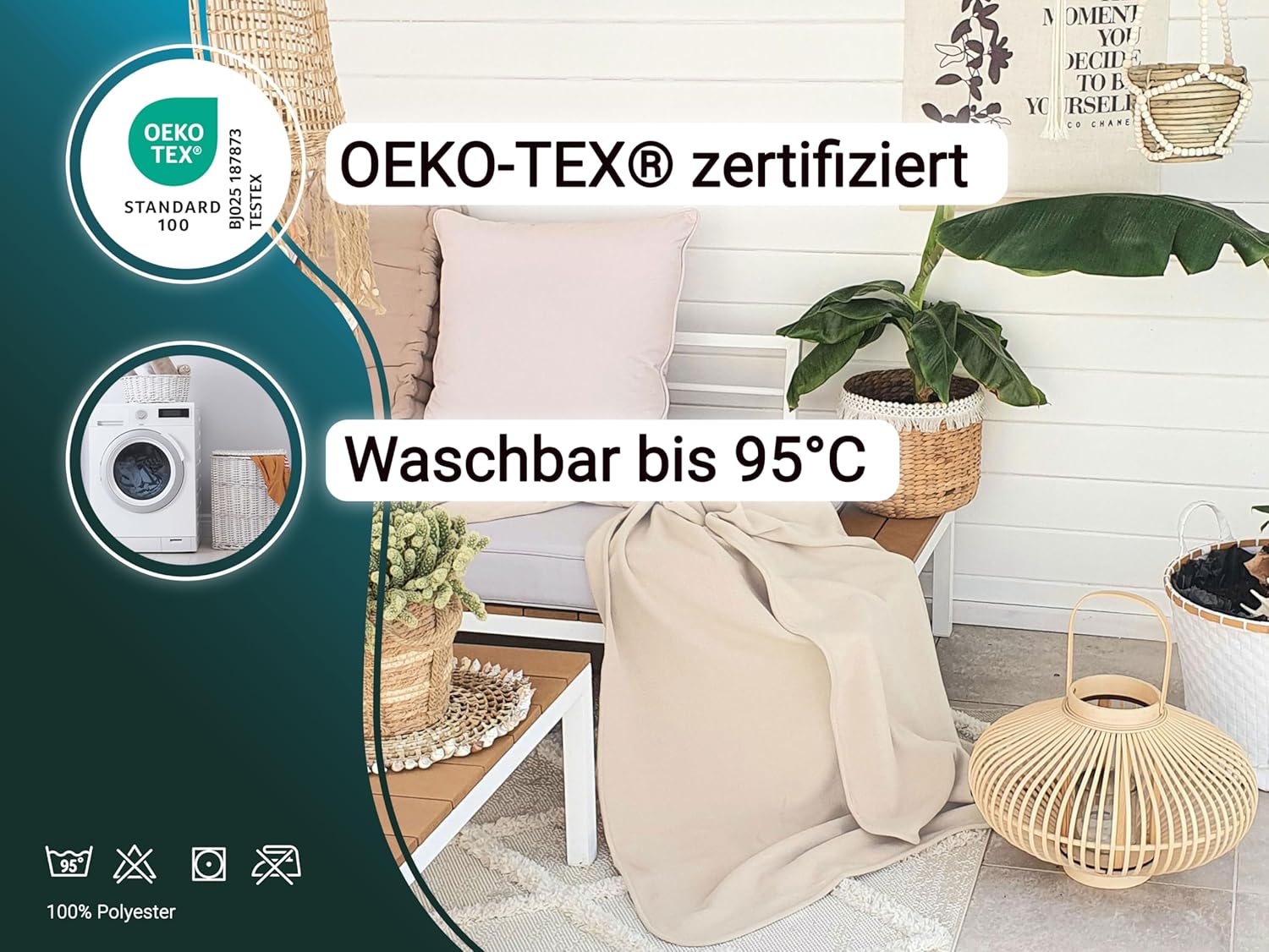 Thumbnail 1 de ZOLLNER Kuscheldecke 130x170 cm – flauschige Polyester-Decke mit hochwertigem Einfassband, OEKO-TEX zertifiziert