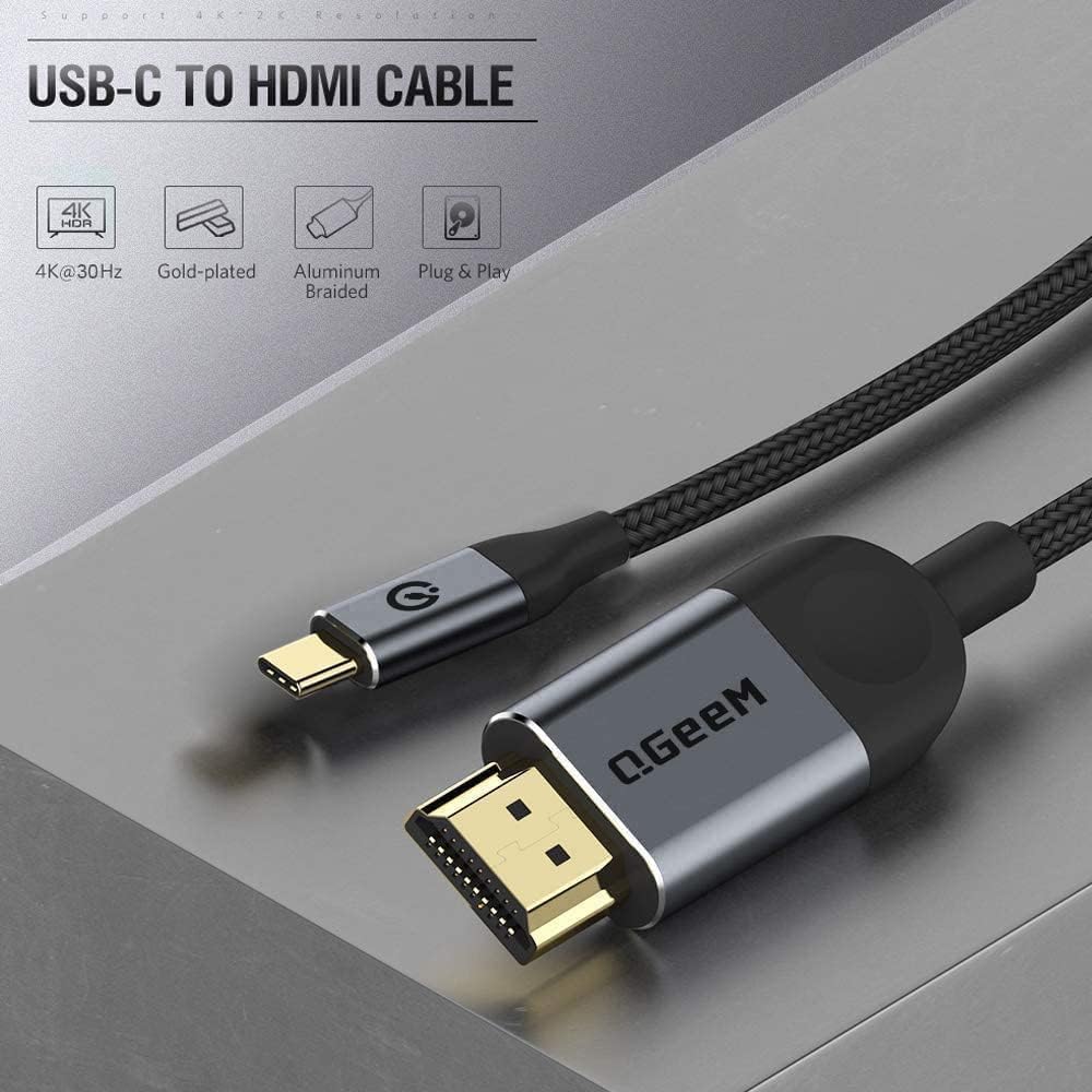 Thumbnail 3 de QGeeM USB-C to HDMI Cable Adapter (6FT) for 4K@30Hz, plug-and-play video/audio to TVs & monitors