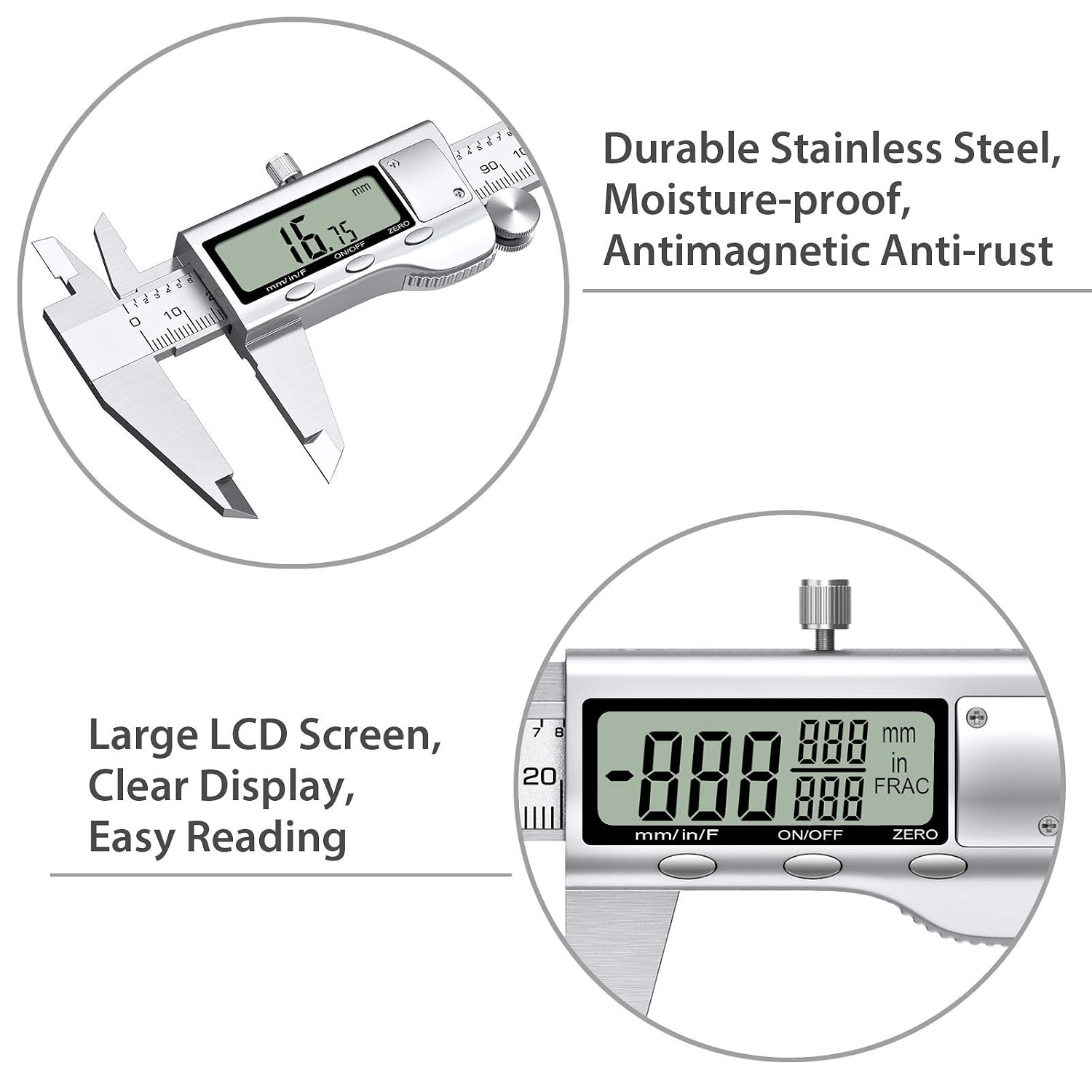 Detalle 2 de Proster Vernier Calipe Digital Vernier Caliper Kit, 150 mm/6 Inch with Feeler Gauge