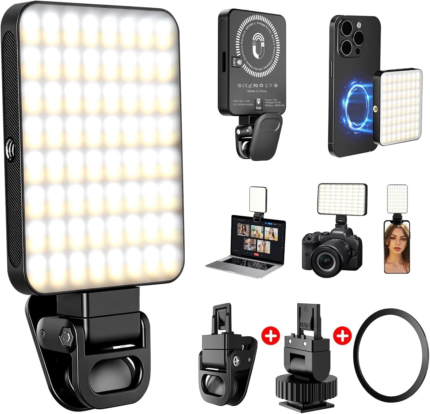Detalle de Magnetic Selfie Licht 128 LED, 3000–6500K Fotolicht