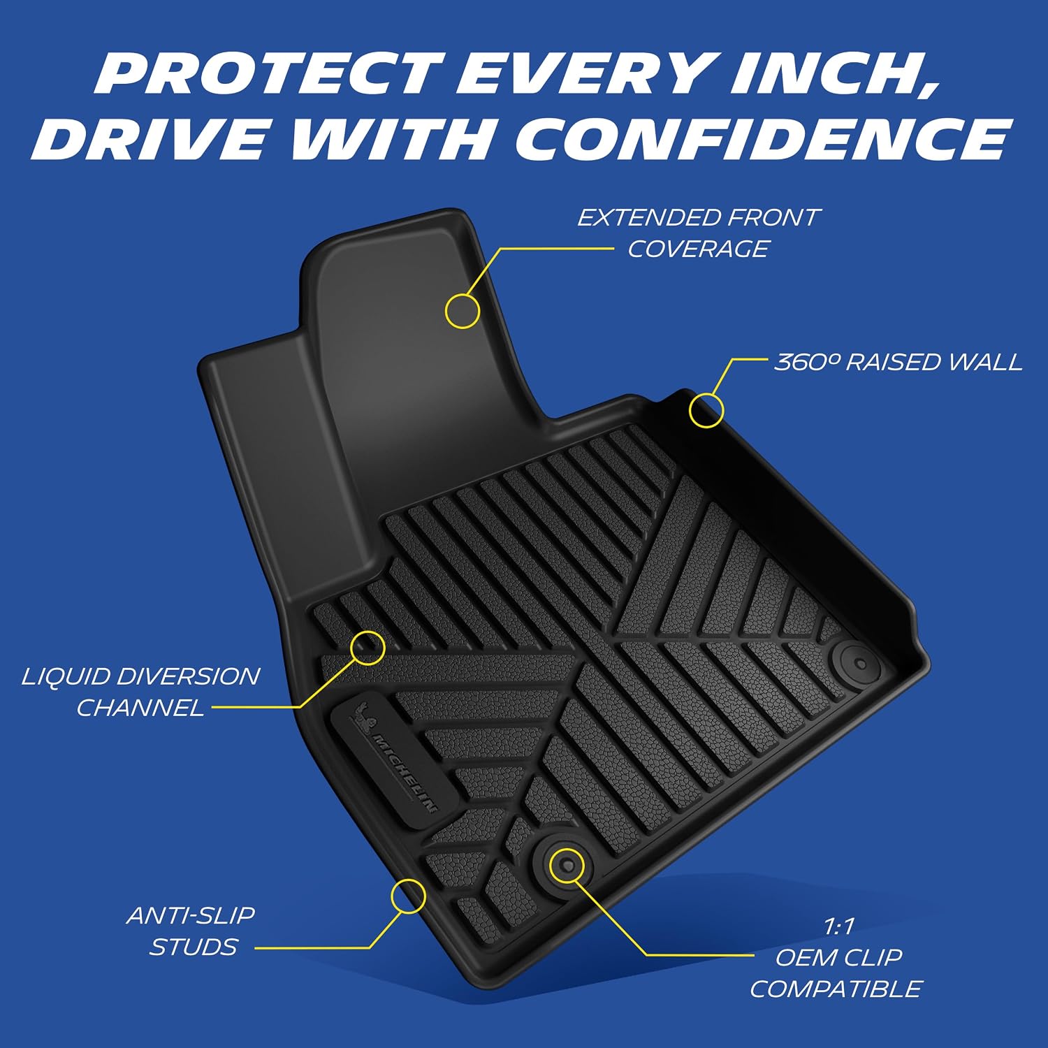 Thumbnail 1 de Michelin All-Weather Vehicle Mats for 2020-2025 Kia Telluride (7/8-Seat) Premier, Custom Fit TPE Liners