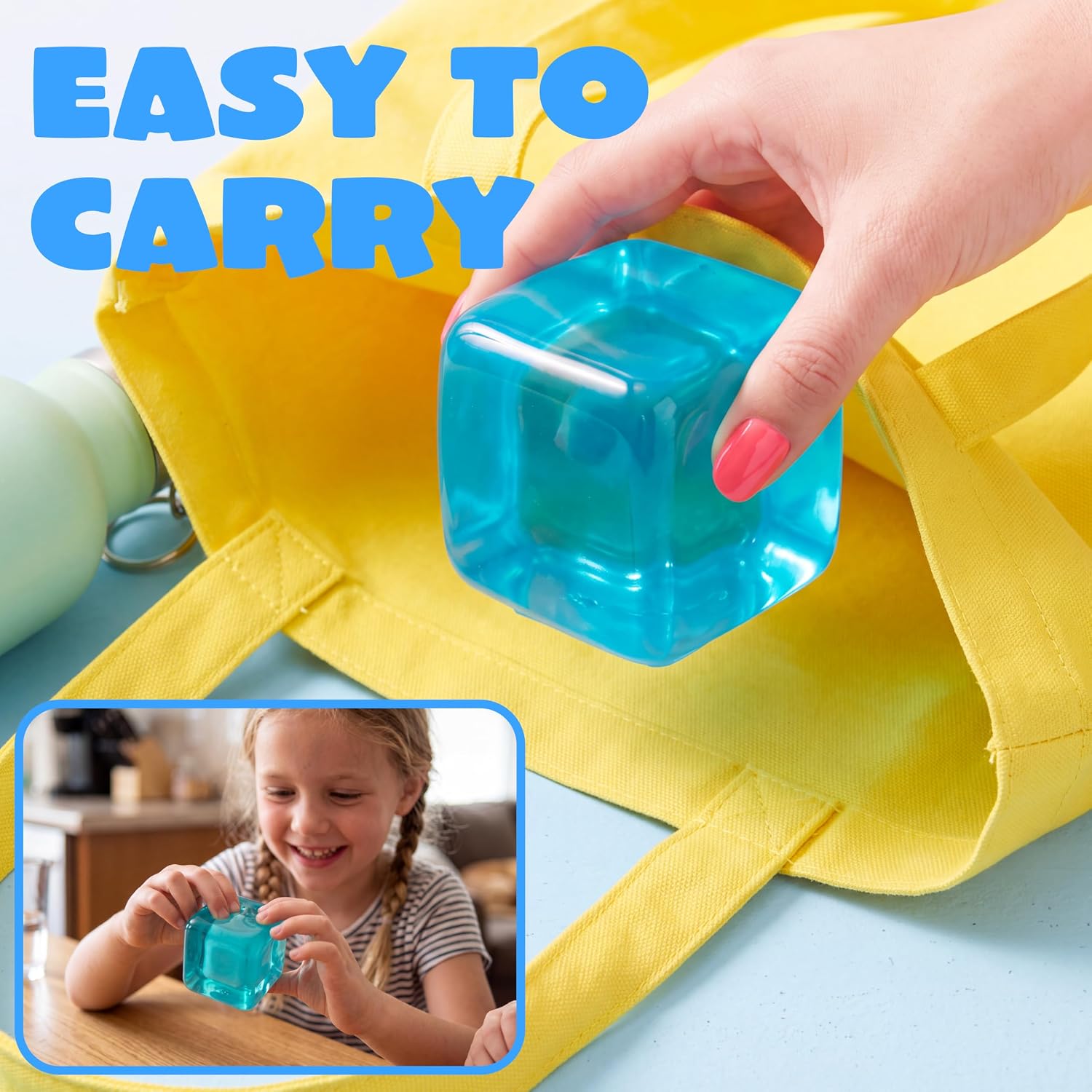 Detalle 2 de JOYIN 19720 Slow-Rising Cube Squishy Toy, Blue 2.2-Inch TPR Fidget