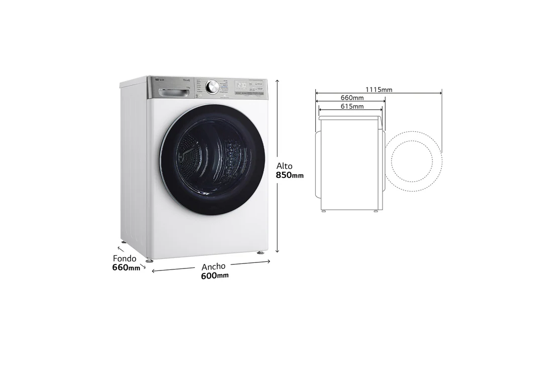 Detalle 2 de LG RH10V9AV2WR (Serie 900) Secadora 10 kg con bomba de calor Dual Inverter, blanca