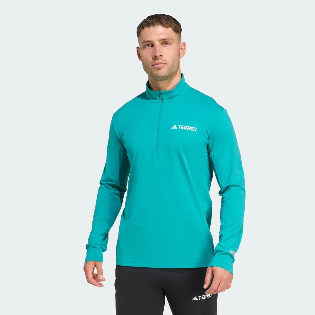 Detalle de Camiseta manga larga con cremallera hasta el pecho Terrex Xperior de Adidas, verde