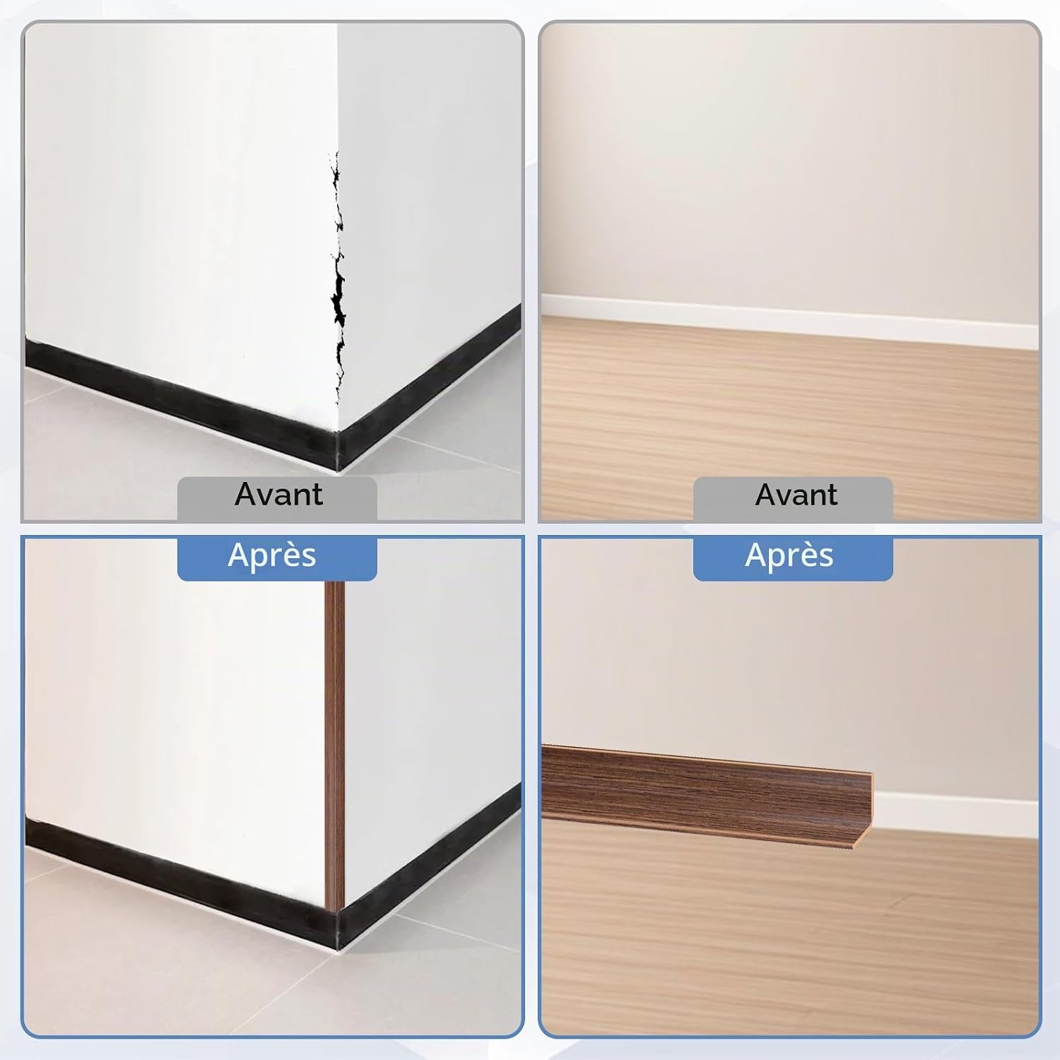 Detalle de XiangEStar zelfklevende PVC-hoeklijst, 6 m, bruine houtnerf