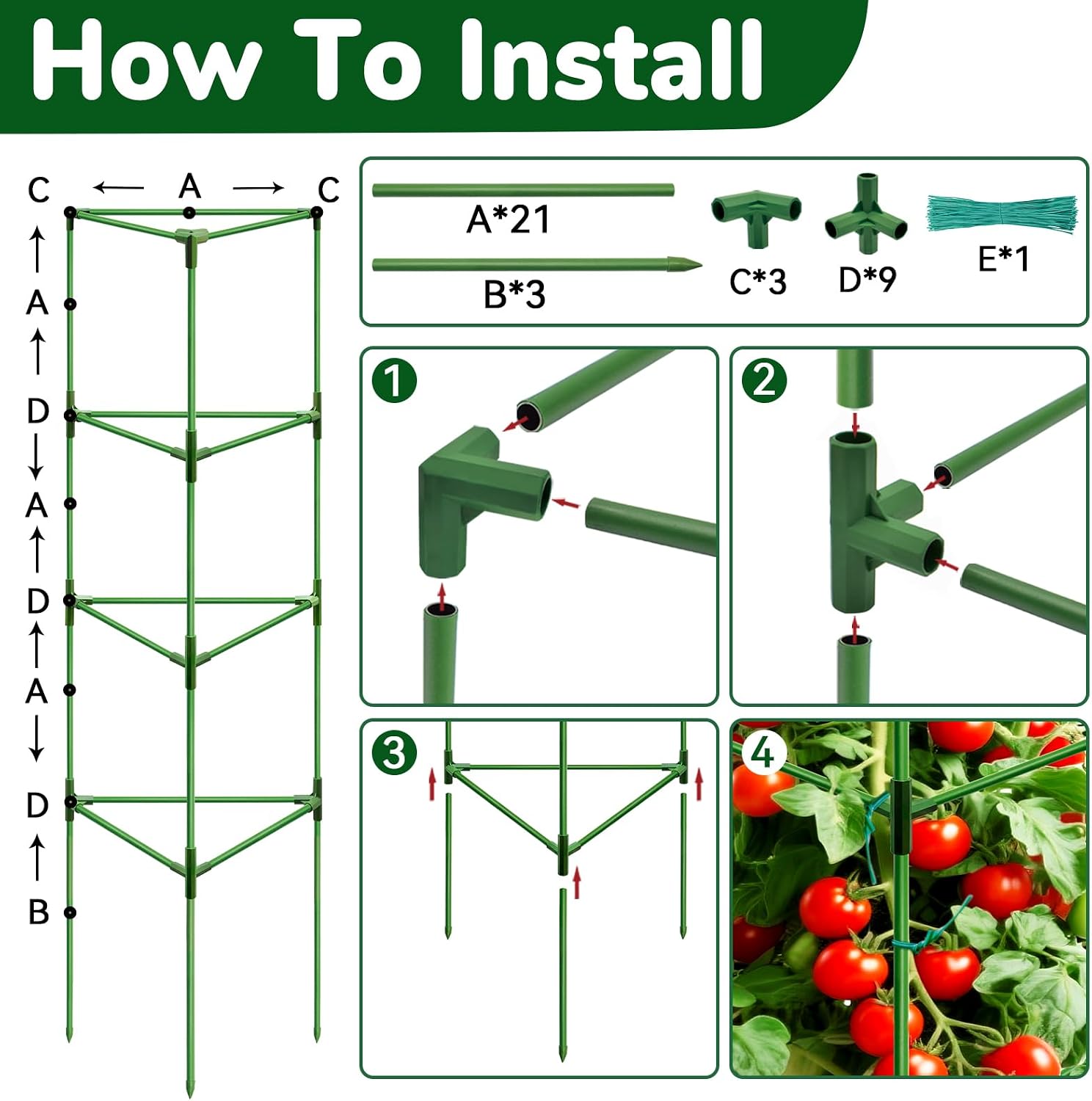 Detalle 2 de ZeeDix Tomato Cage Set 65-Inch