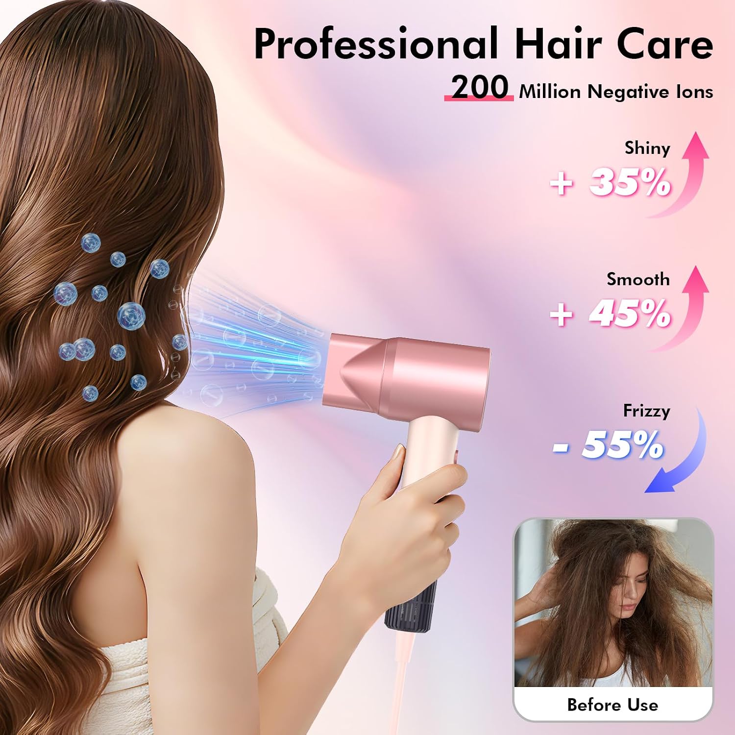 Detalle de Uplayteck R8 110,000 RPM Hair Dryer, 1100W, 5 Heat Settings, Pink