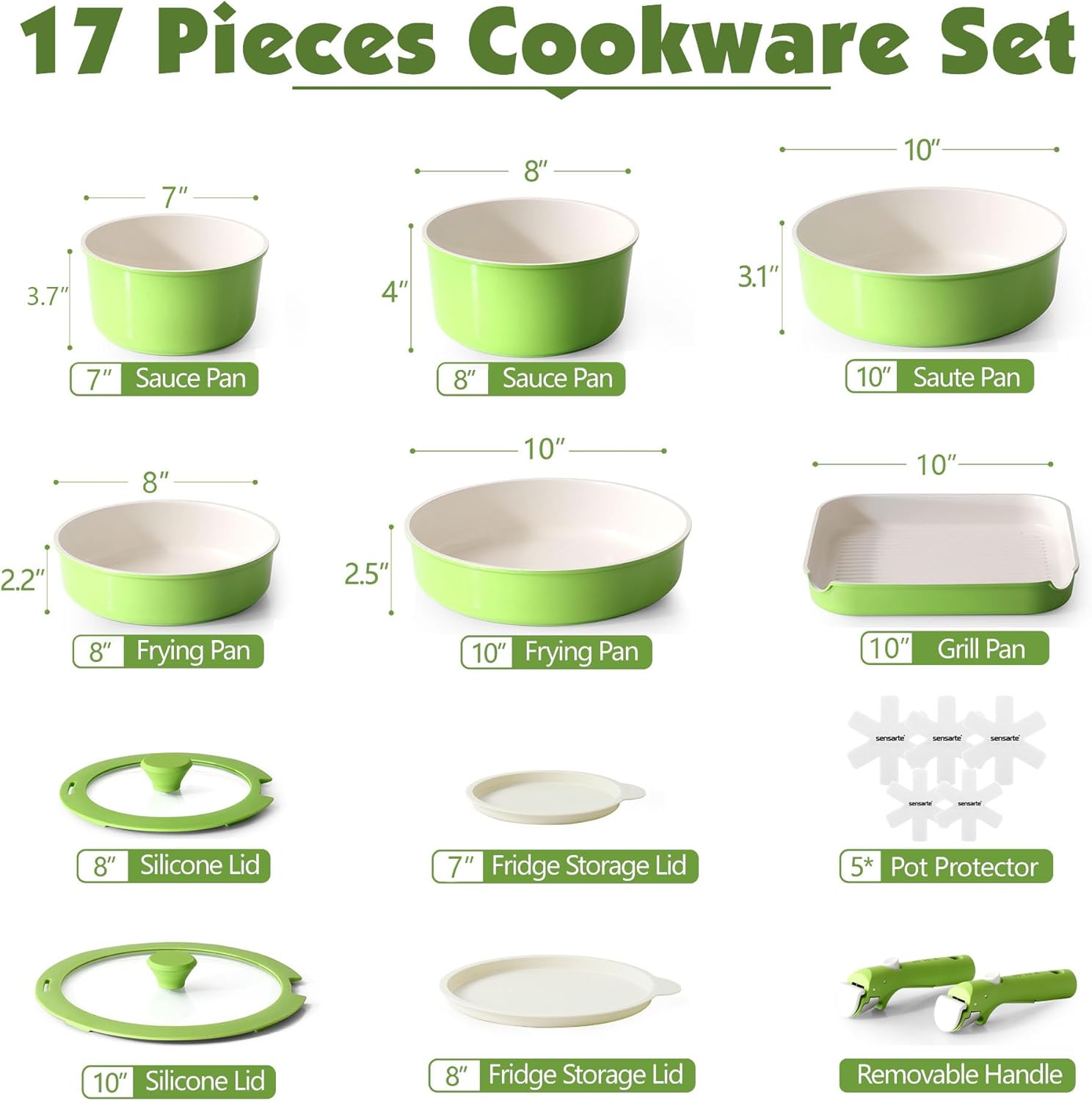 Thumbnail 1 de SENSARTE 17 Piece Ceramic Cookware Set