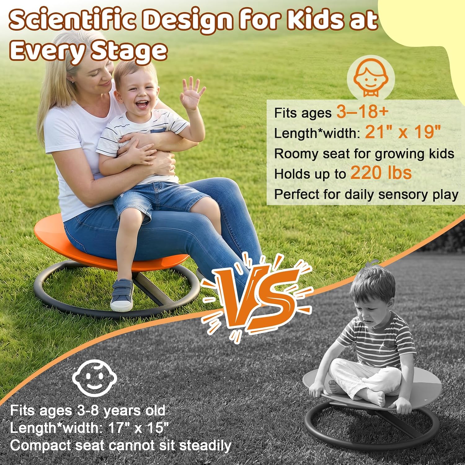 Detalle 2 de UIIKOLB Sensory Spinning Chair, 220 lb Capacity