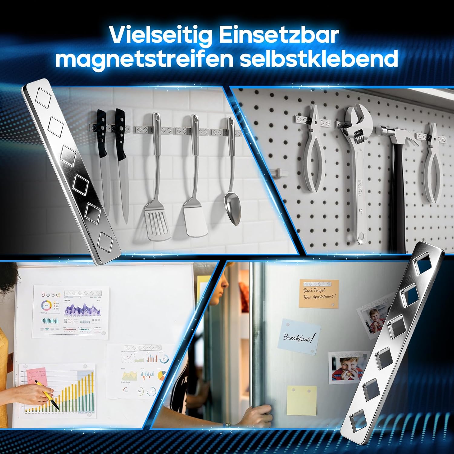 Thumbnail 6 de Giantzhong Magnetstreifen selbstklebend (8 Stück) – extra stark für Küche, Büro & Kühlschrank