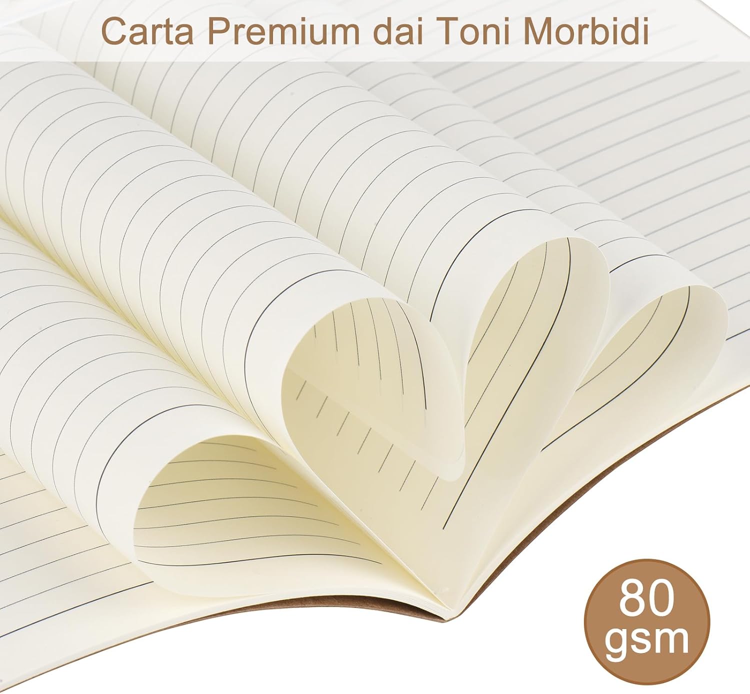 Detalle de ZCZN Quaderno A5 Rigo 12 Pezzi con Copertina Kraft, 30 Fogli/60 Pagine – Marrone
