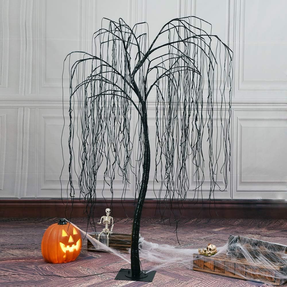 Detalle de LIGHTSHARE 7-Foot Halloween Willow Tree with 256 Purple LEDs, Timer and Stakes