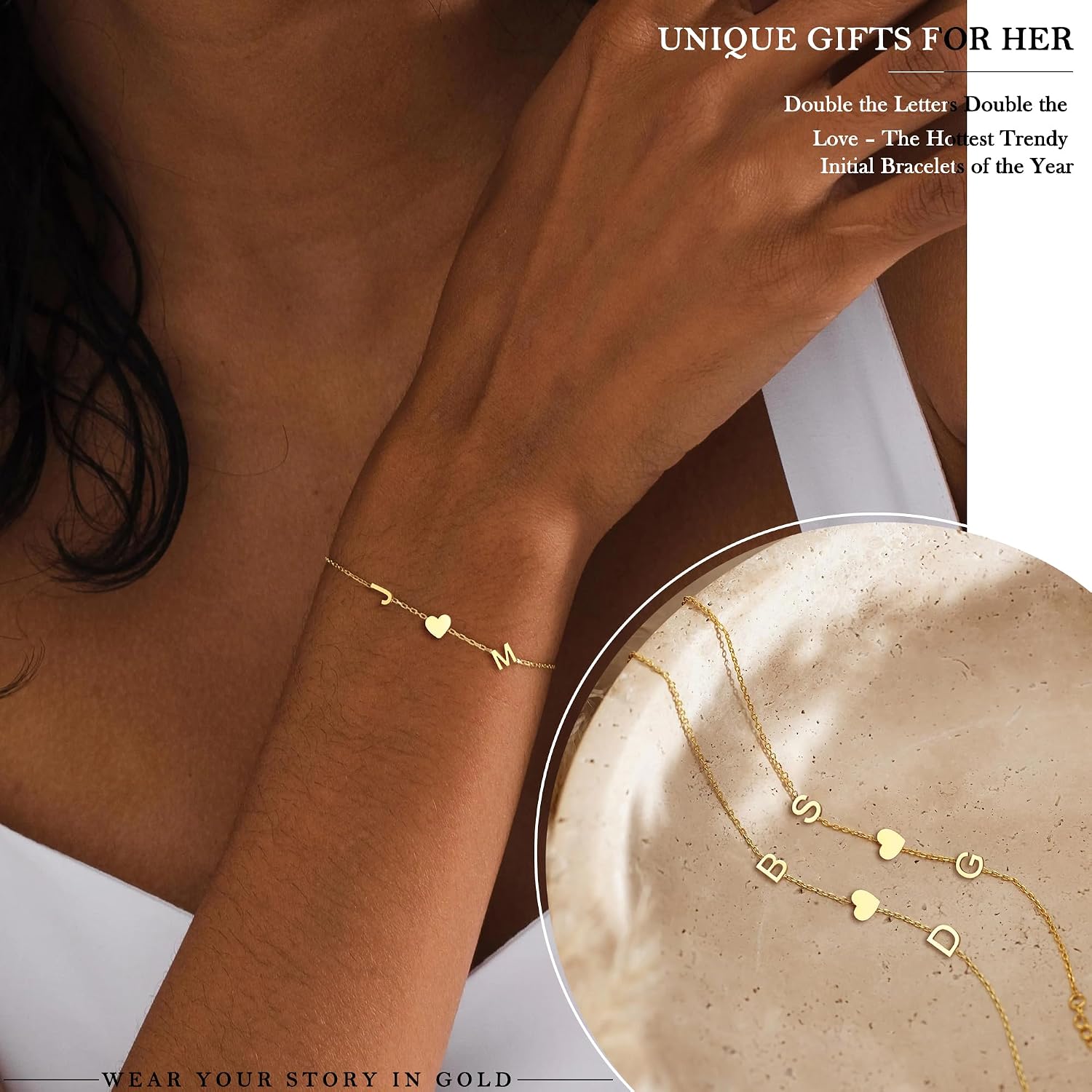 Detalle 2 de Gold-Plated Initial Bracelet with Two Initials