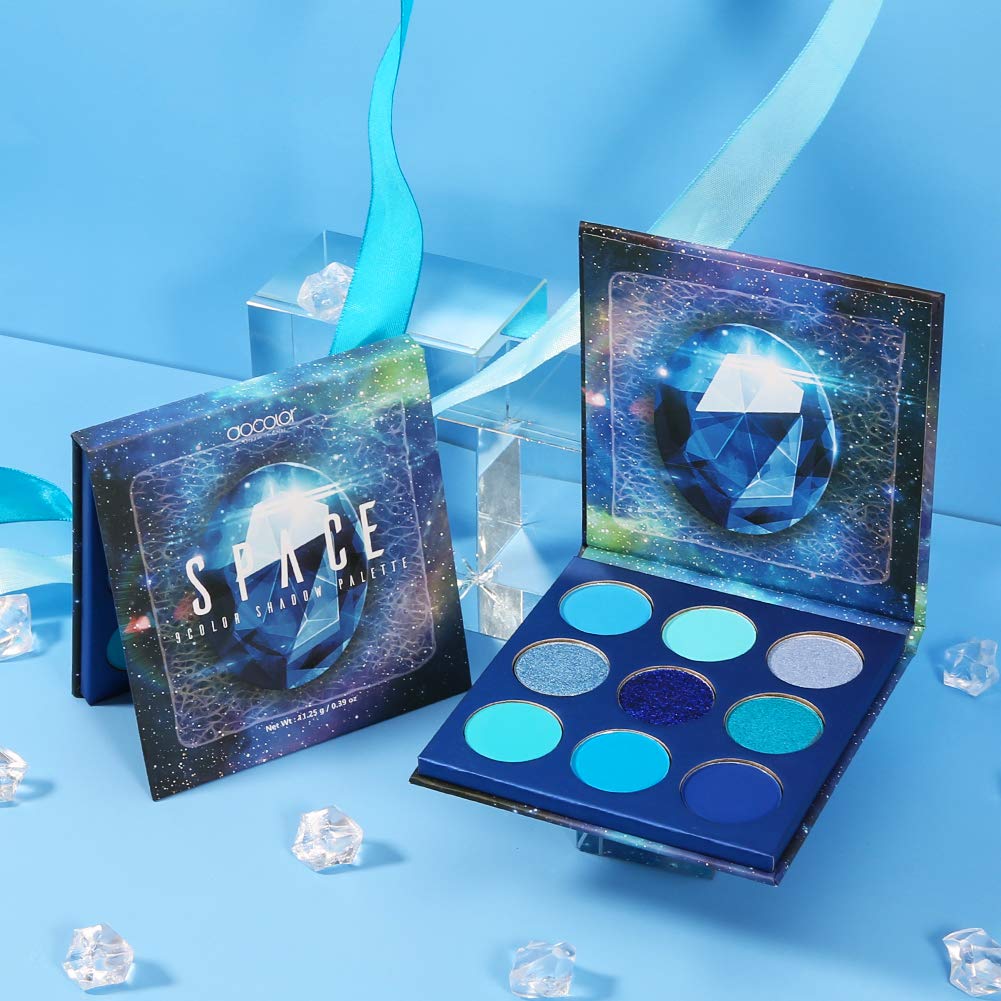 Detalle 1 de docolor Y0912-2 Blue Gemstone Eyeshadow Palette, 9 Colors, Matte and Shimmer