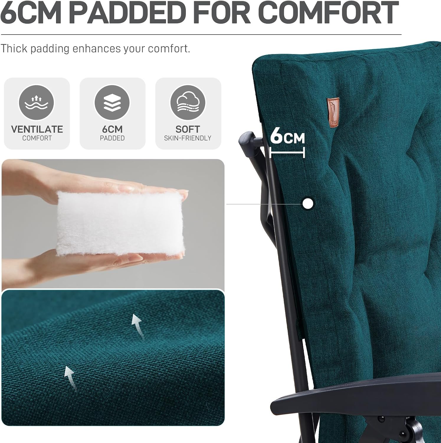 Detalle de EVER ADVANCED camping chairs 150kg load